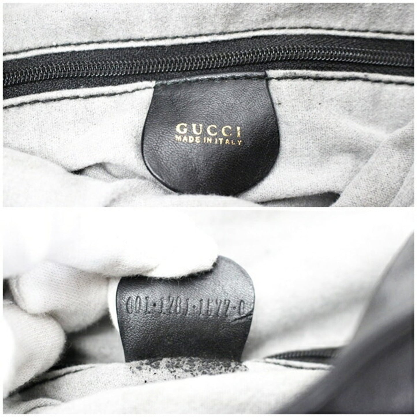Gucci Bamboo Black Gray Leather Shoulder Bag ( )