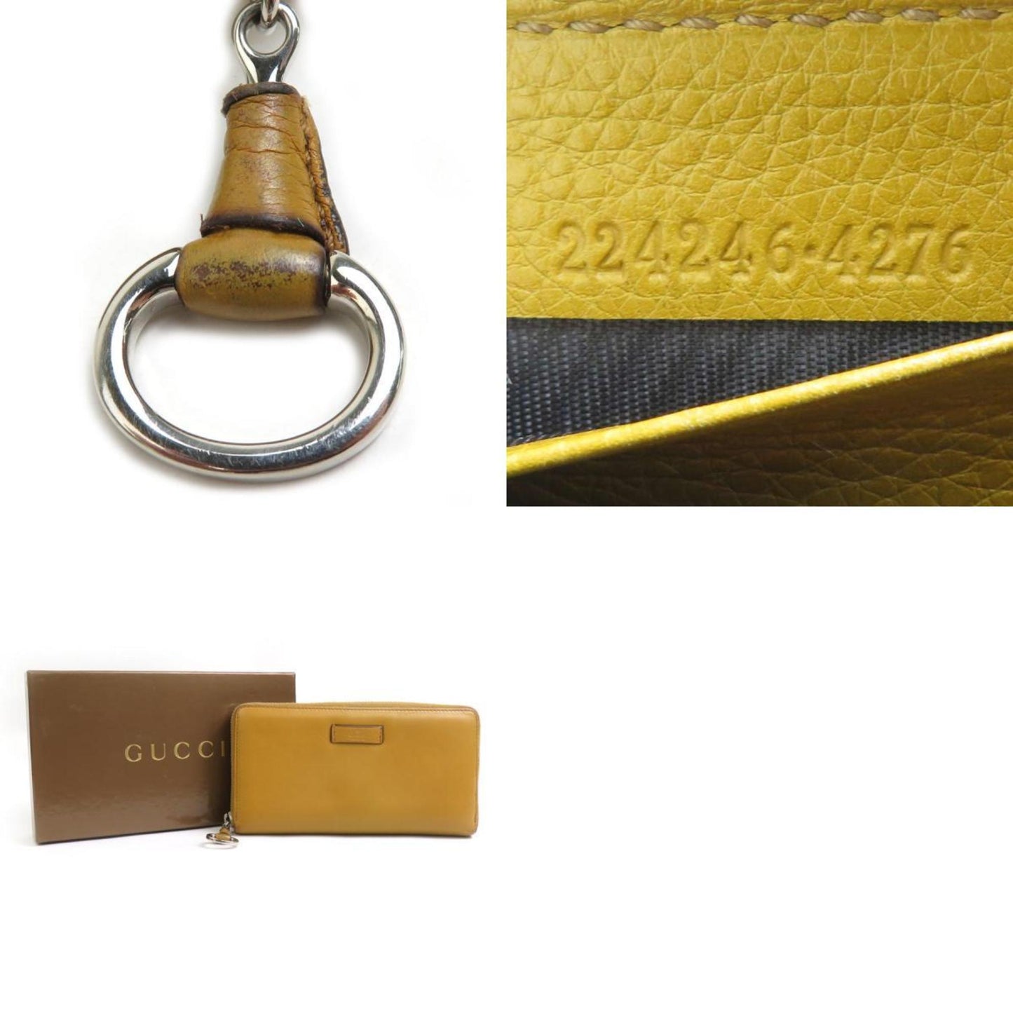 Gucci Beige Brown Leather Long Wallet (Bi-Fold) ( )