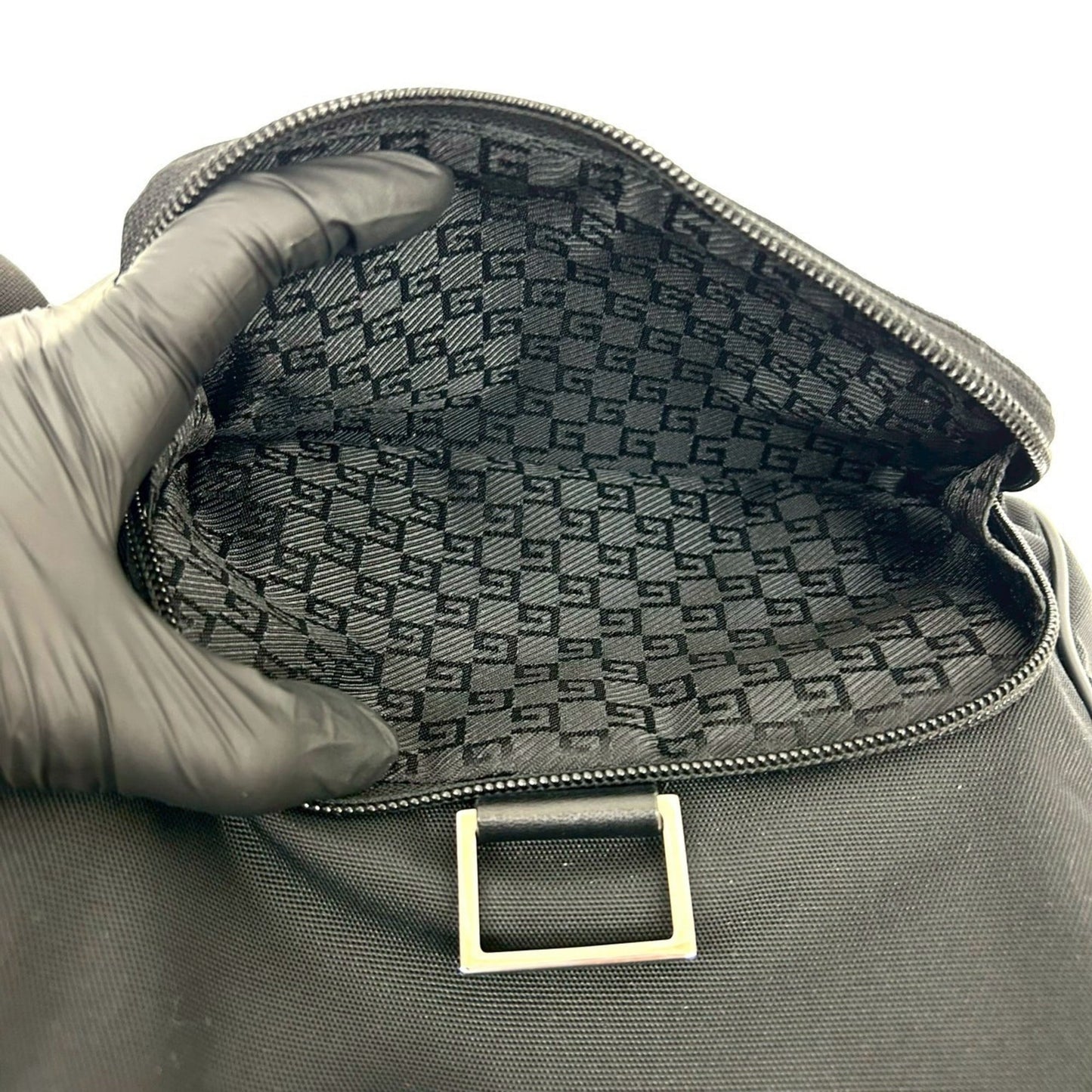 Gucci Black Nylon Leather Backpack ( )