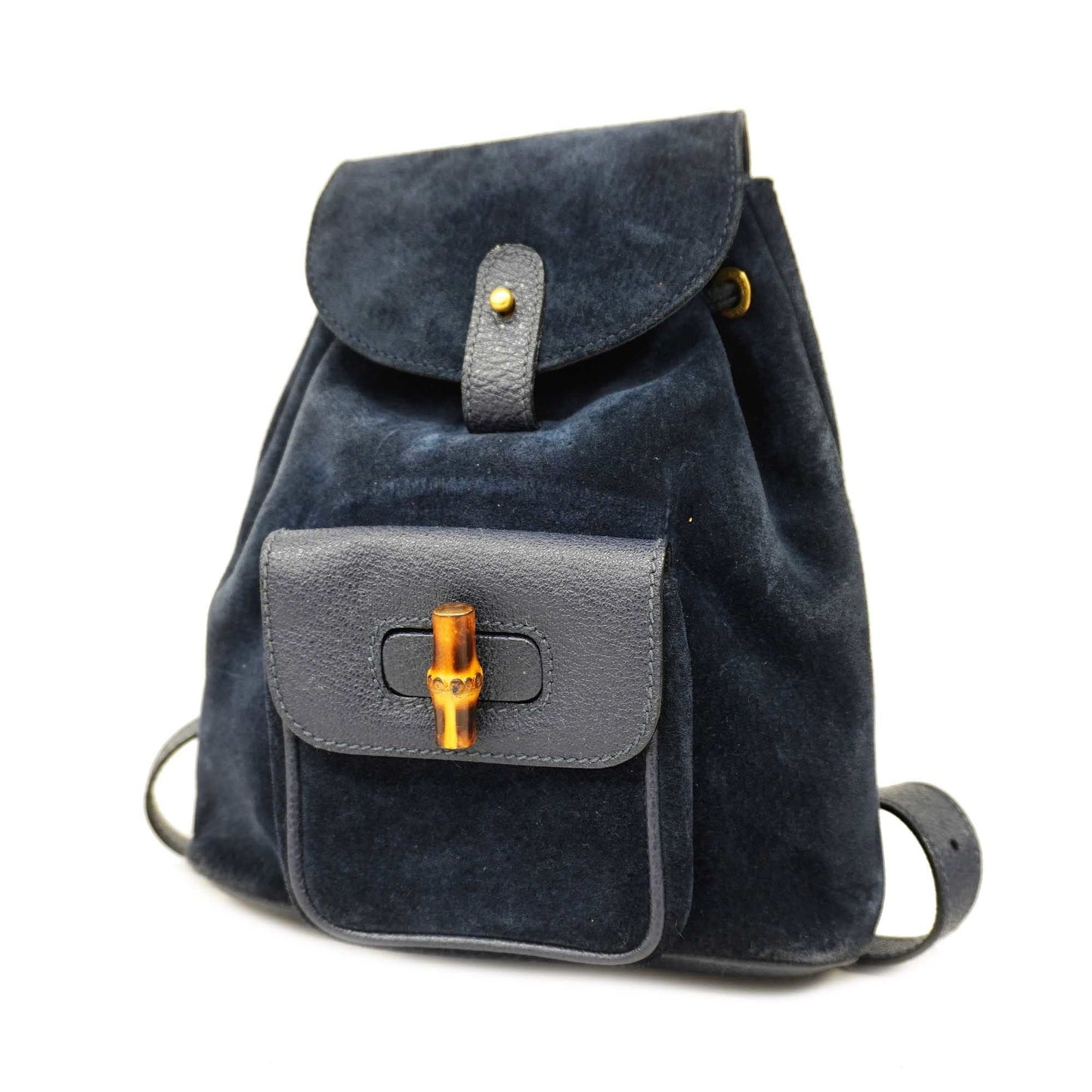 GUCCI Auth Bamboo Rucksack 003 1956 0030 Women's Leather,Suede Backpack Navy