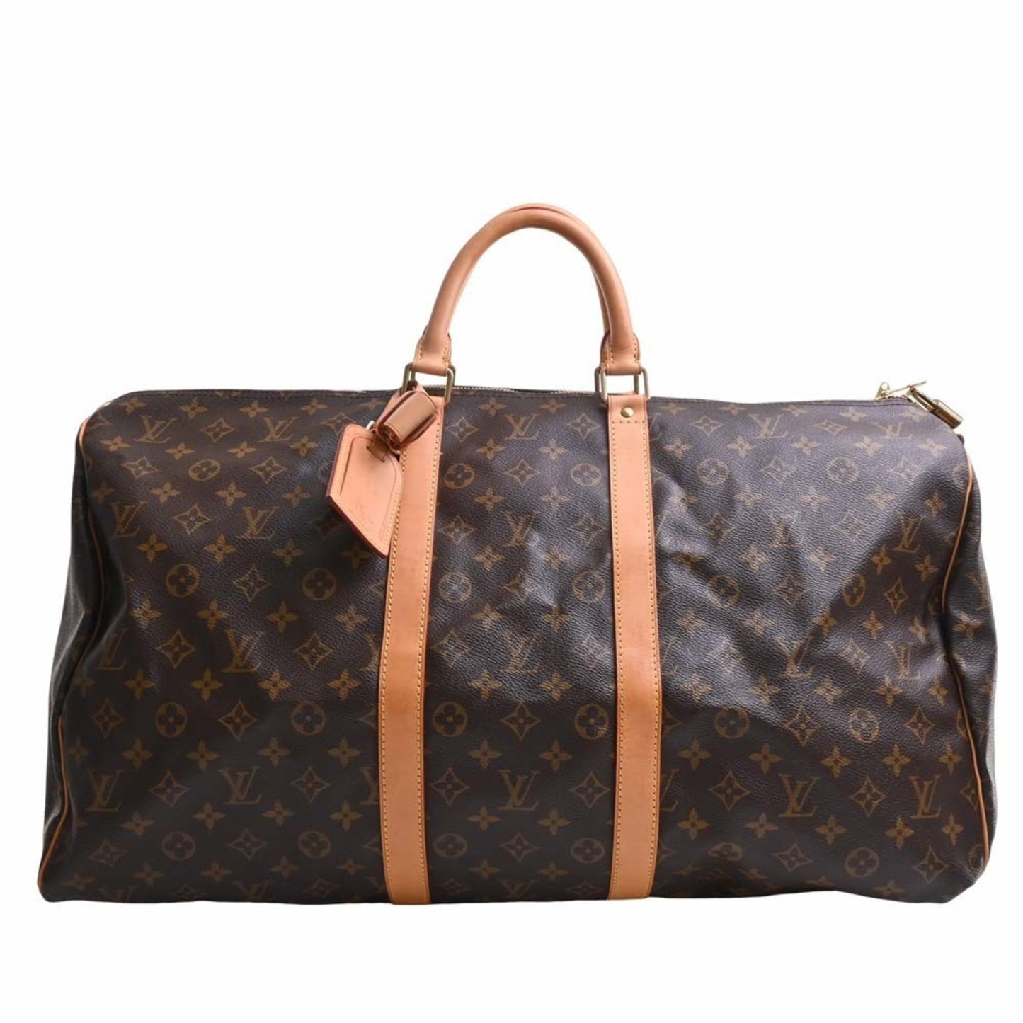 LOUIS VUITTON Monogram Keepall Bandouliere 55 Handbag Boston Bag Brown Women's