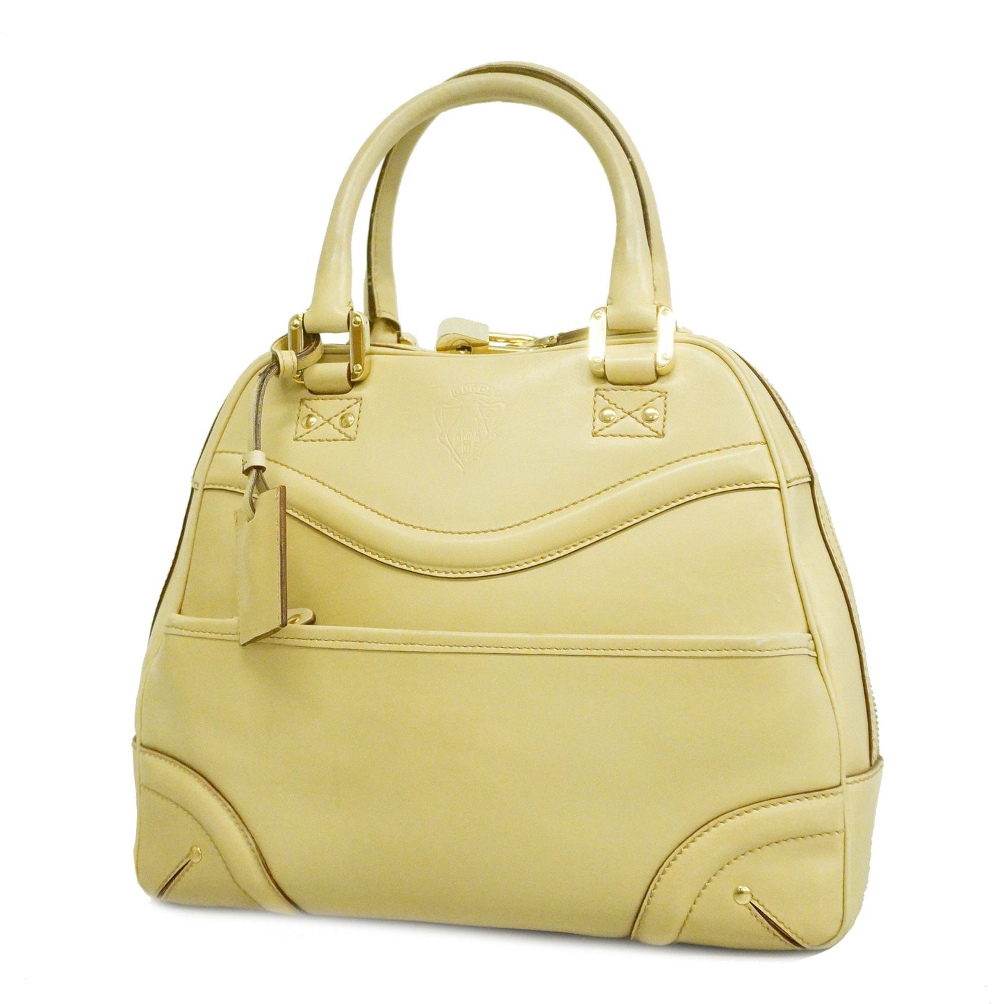 GUCCI Auth 140696 Women's Leather Handbag Ivory