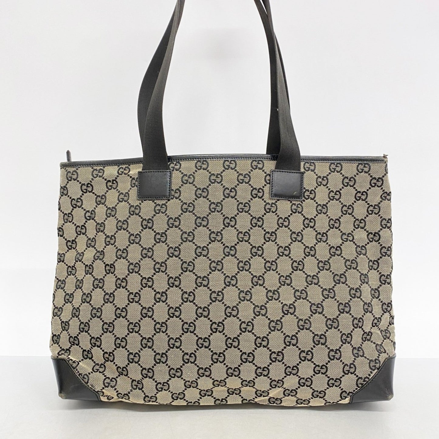 Gucci Beige Black Canvas Tote Bag ( )