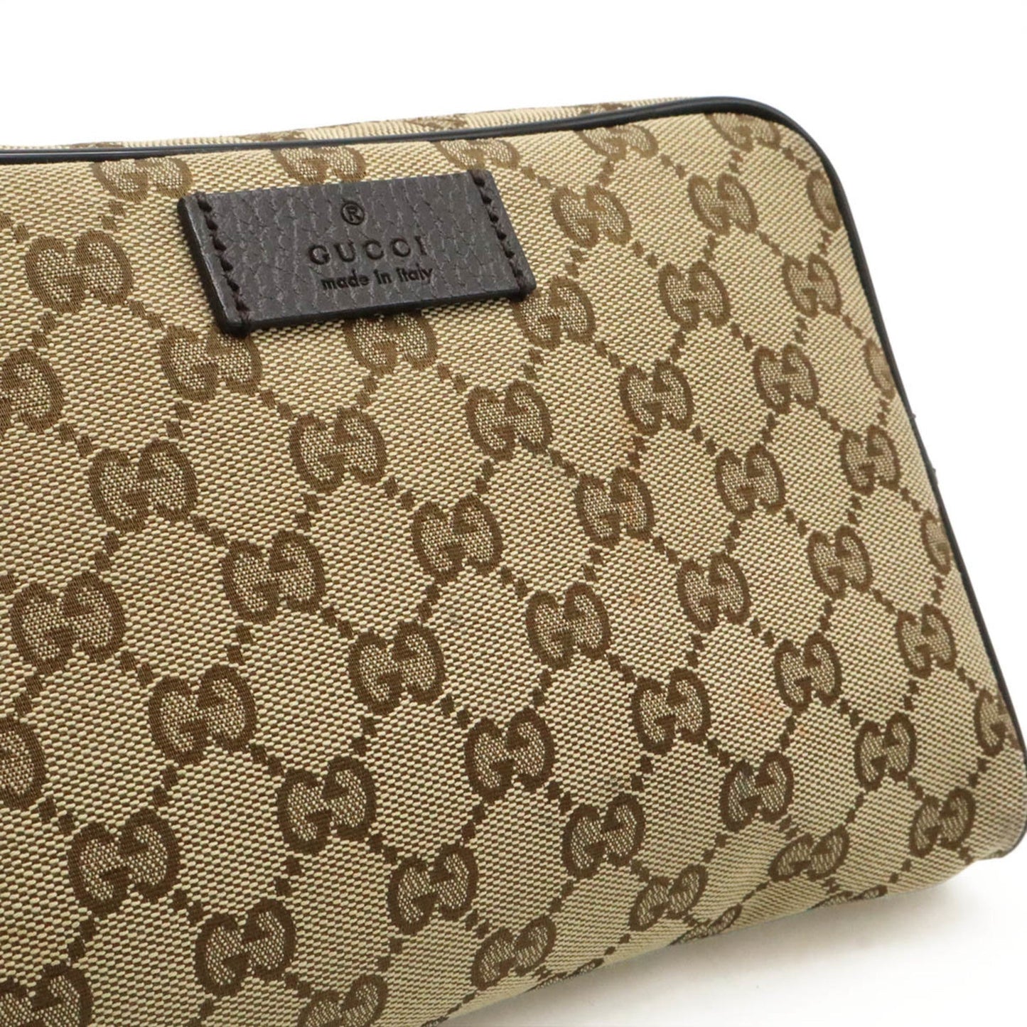 Gucci Gg Canvas Beige Dark Brown Gg Canvas Leather Pouch Sling Bag ( )