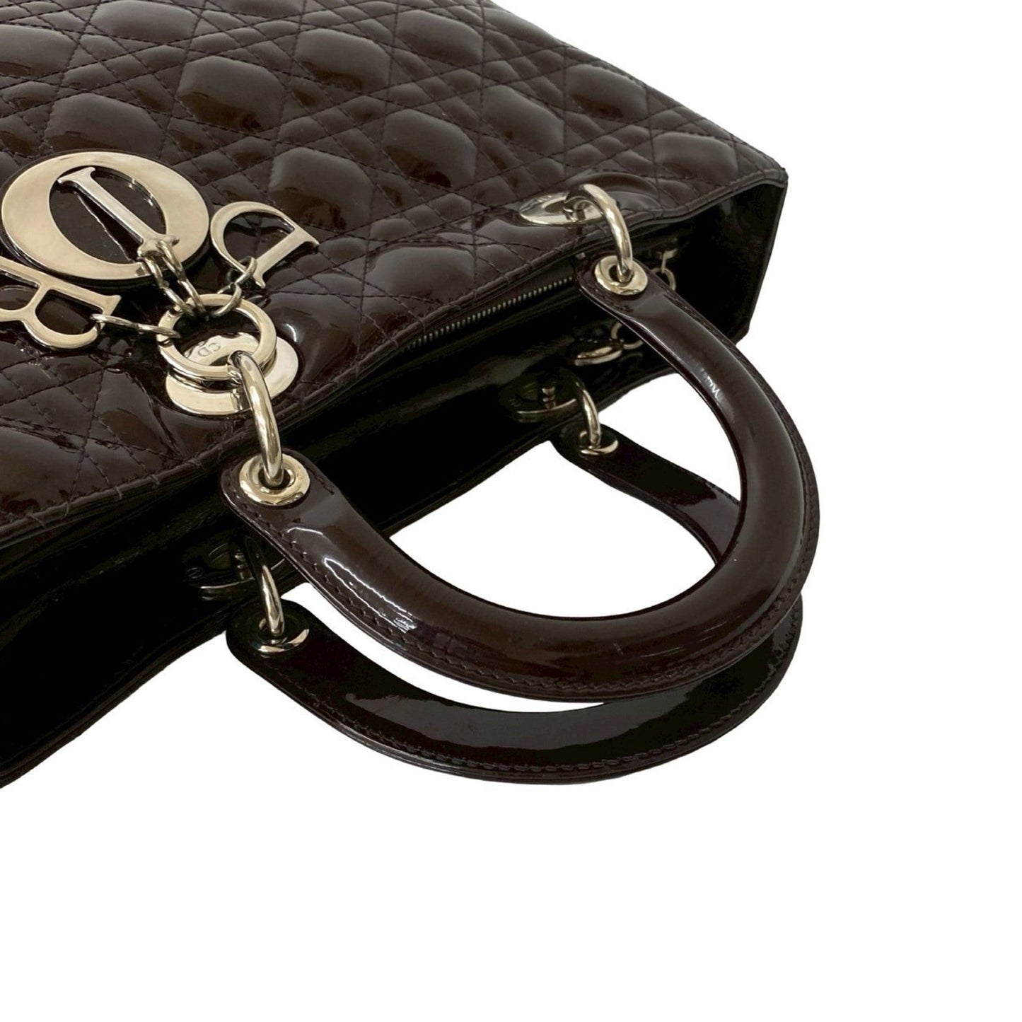 Christian Dior Brown Patent Leather Handbag Shoulder Bag ()