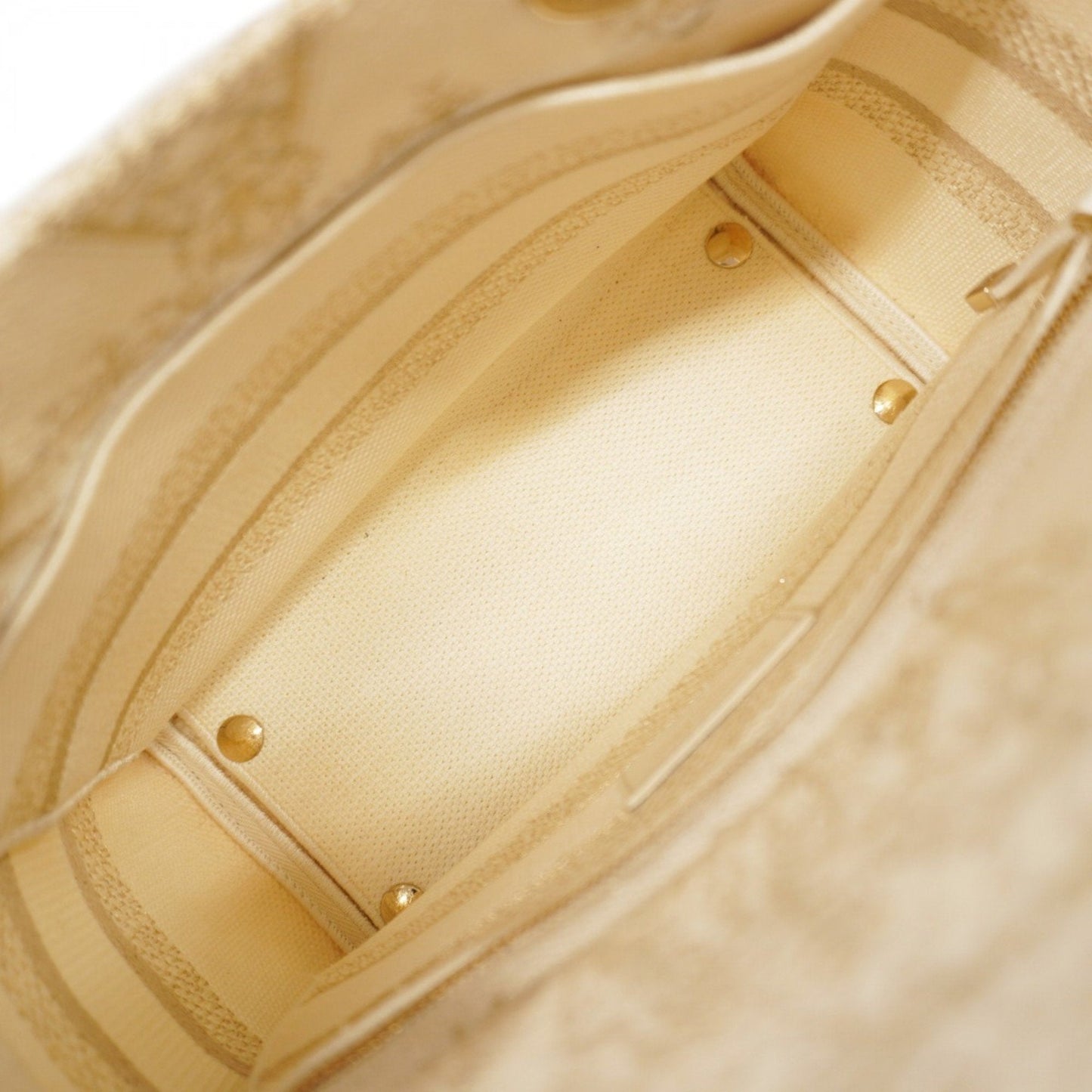 Christian Dior Gold White Canvas Handbag ()