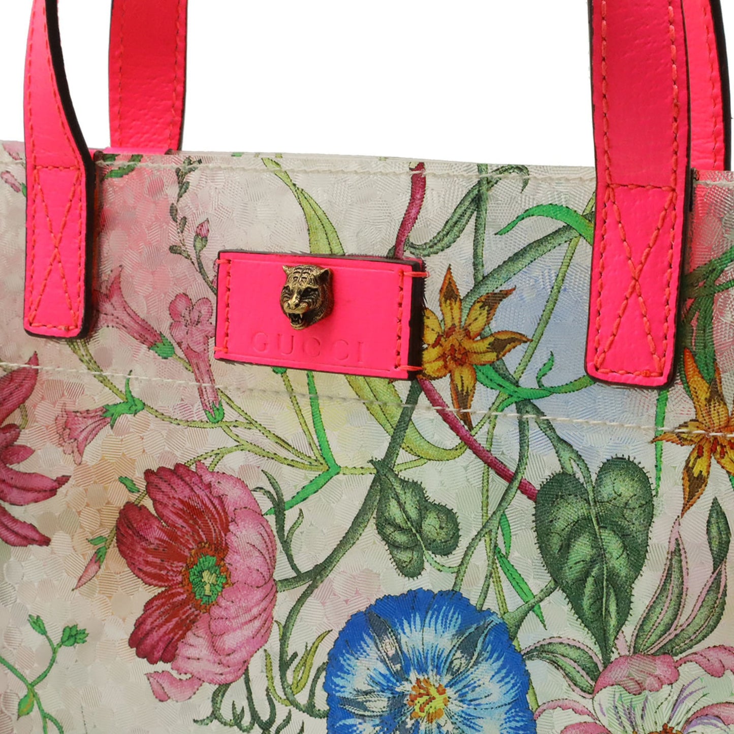 Gucci Clear Multi-Color Pink Vinyl Leather Tote Bag ( )