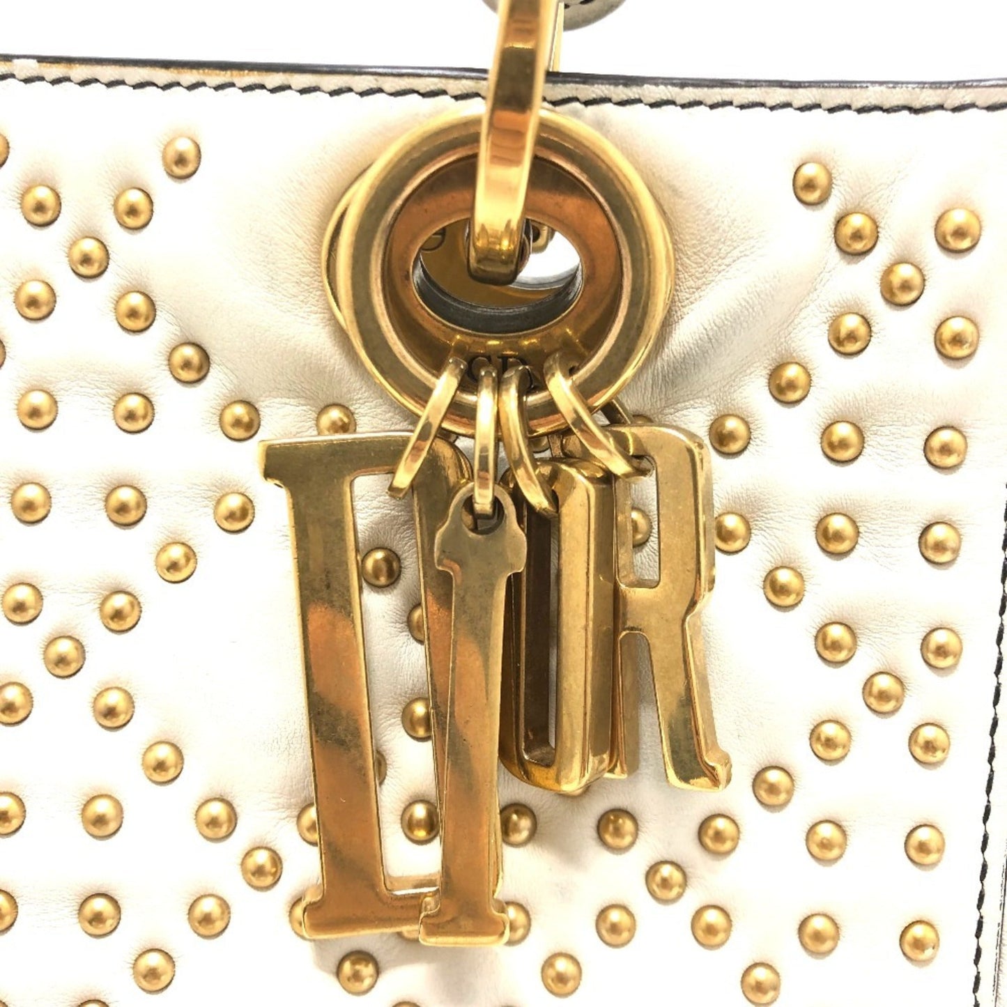Christian Dior Lady Dior White Leather Handbag Tote Bag ()