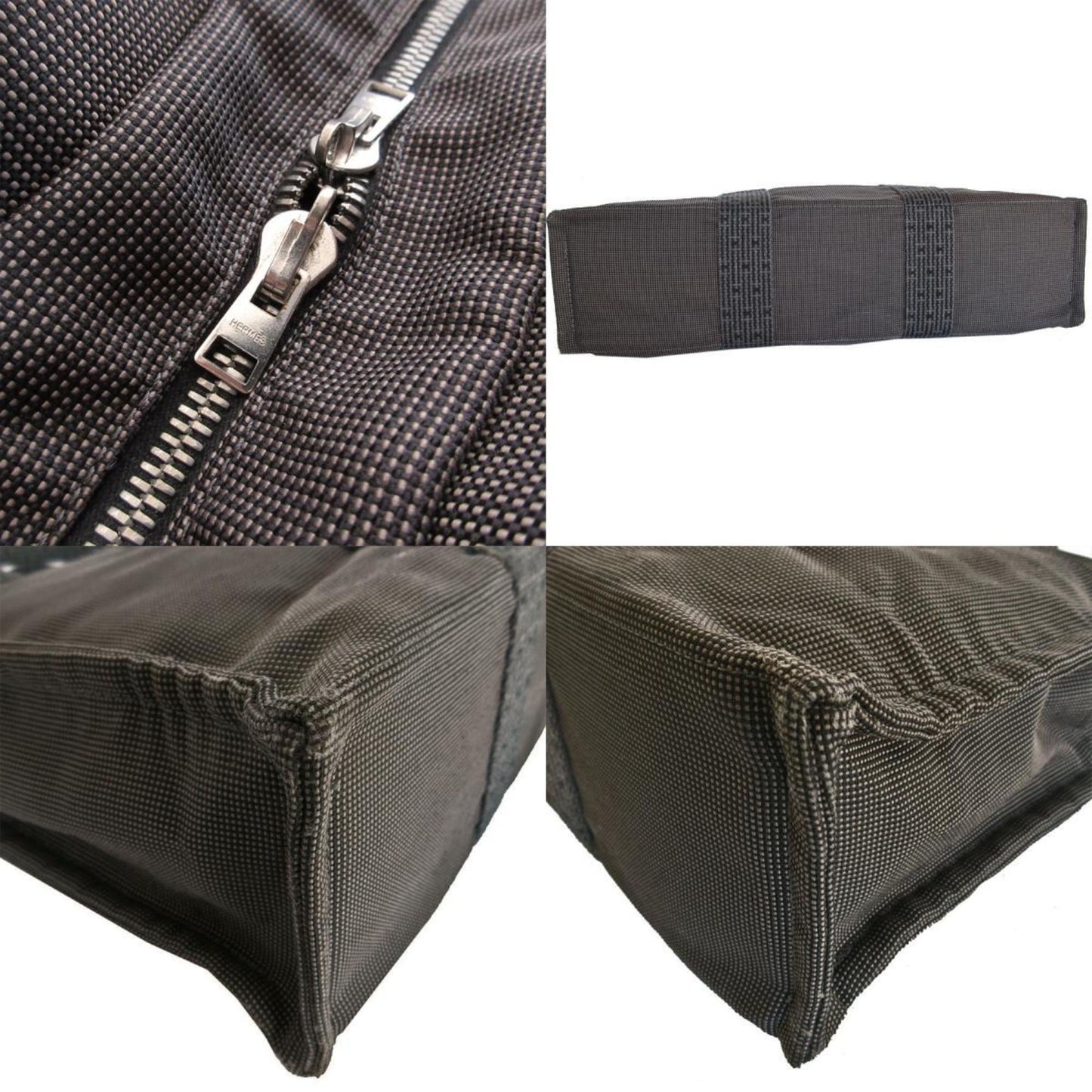 Hermes Dark Gray Canvas Handbag Tote Bag ( )