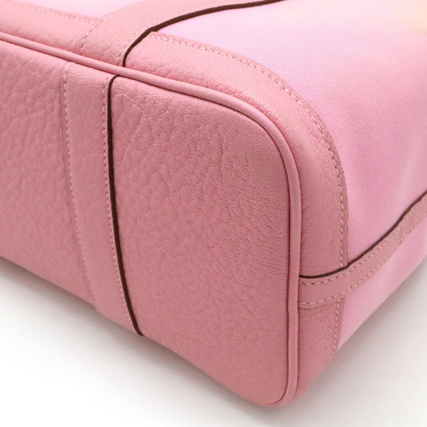 Hermes Pink Toile Officier Leather Handbag Tote Bag ( )