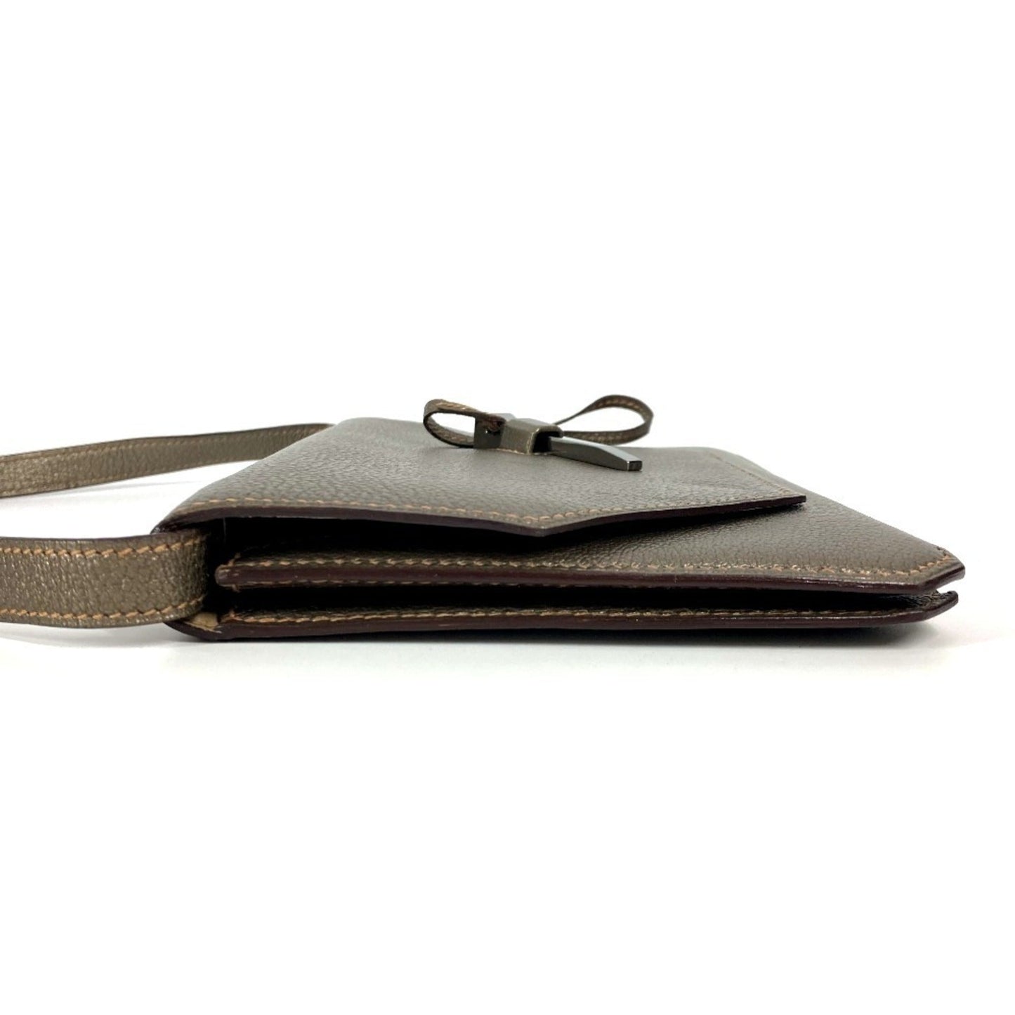 Hermes Gold Chevre Leather Handbag Pouch Shoulder Bag ( )