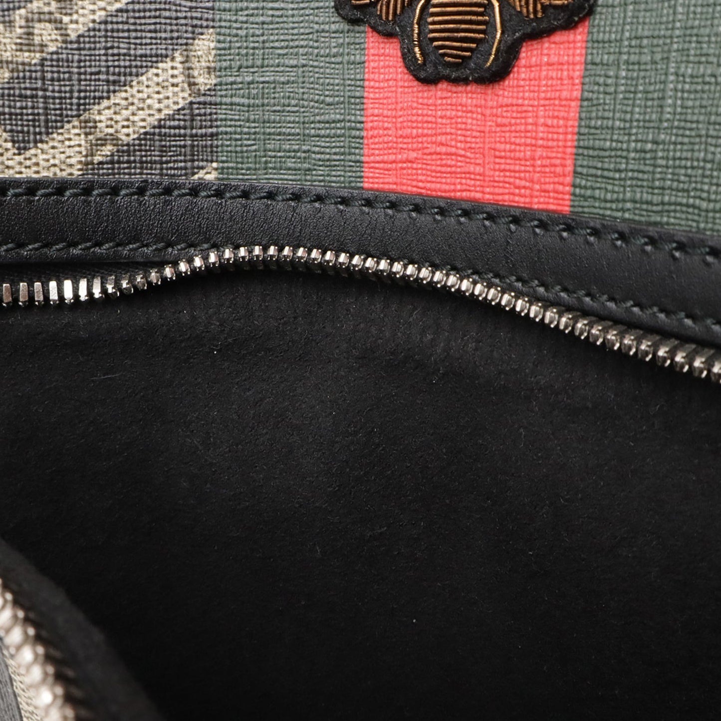 Gucci Beige Black Green Red Color Gg Supreme Leather Shoulder Bag ( )