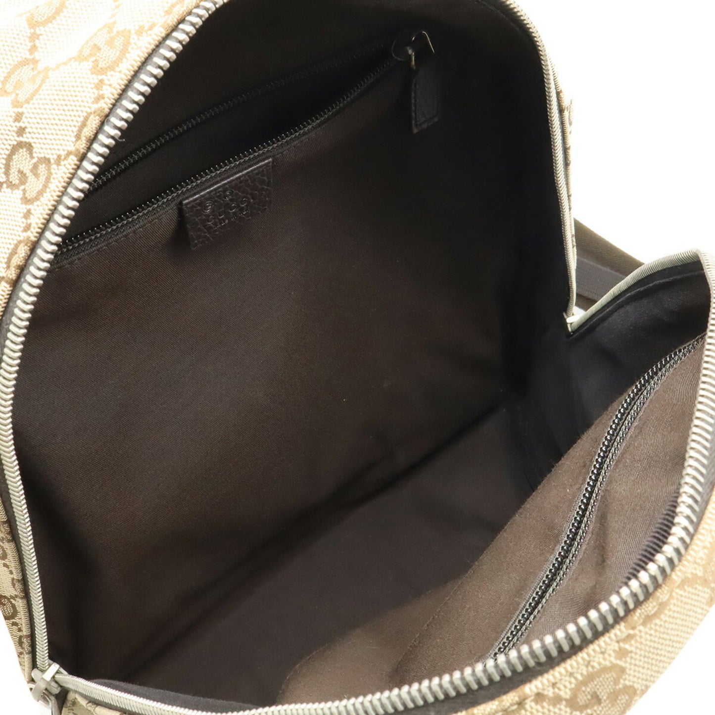 Gucci Gg Canvas Beige Dark Brown Gg Canvas Leather Backpack ( )