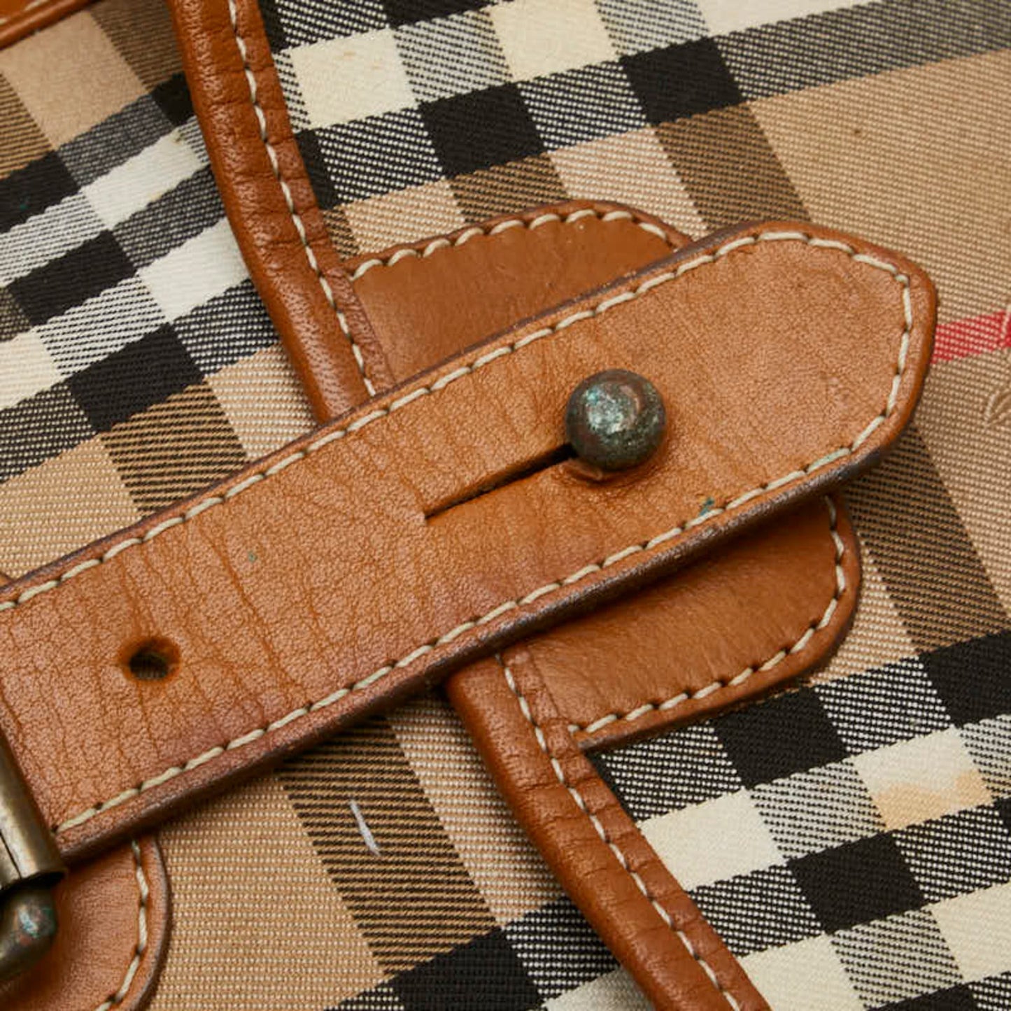 Burberry Beige Multi-Color Canvas Leather Shoulder Bag ( )