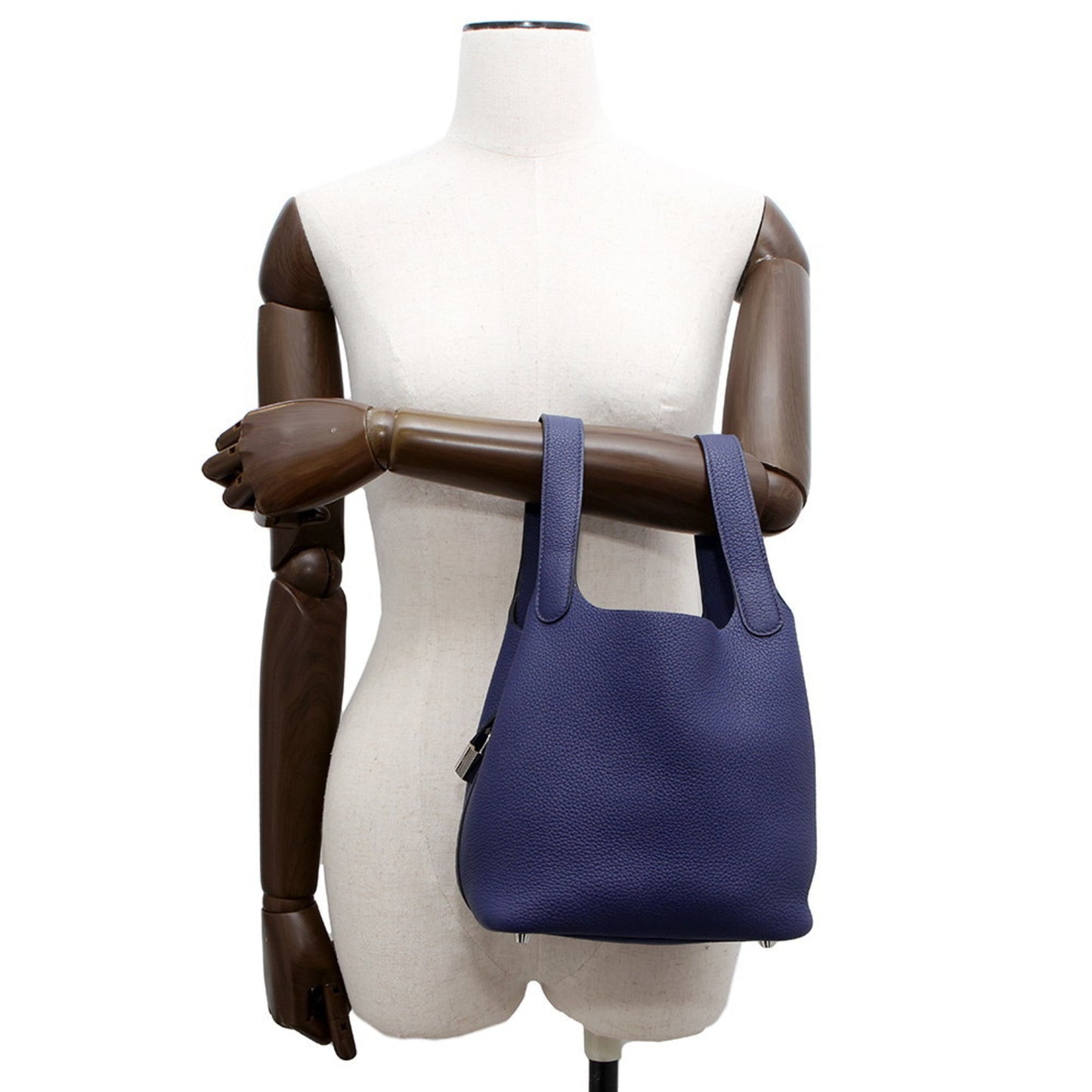 Hermes Kara Blue Taurillon Clemence Leather Handbag ( )