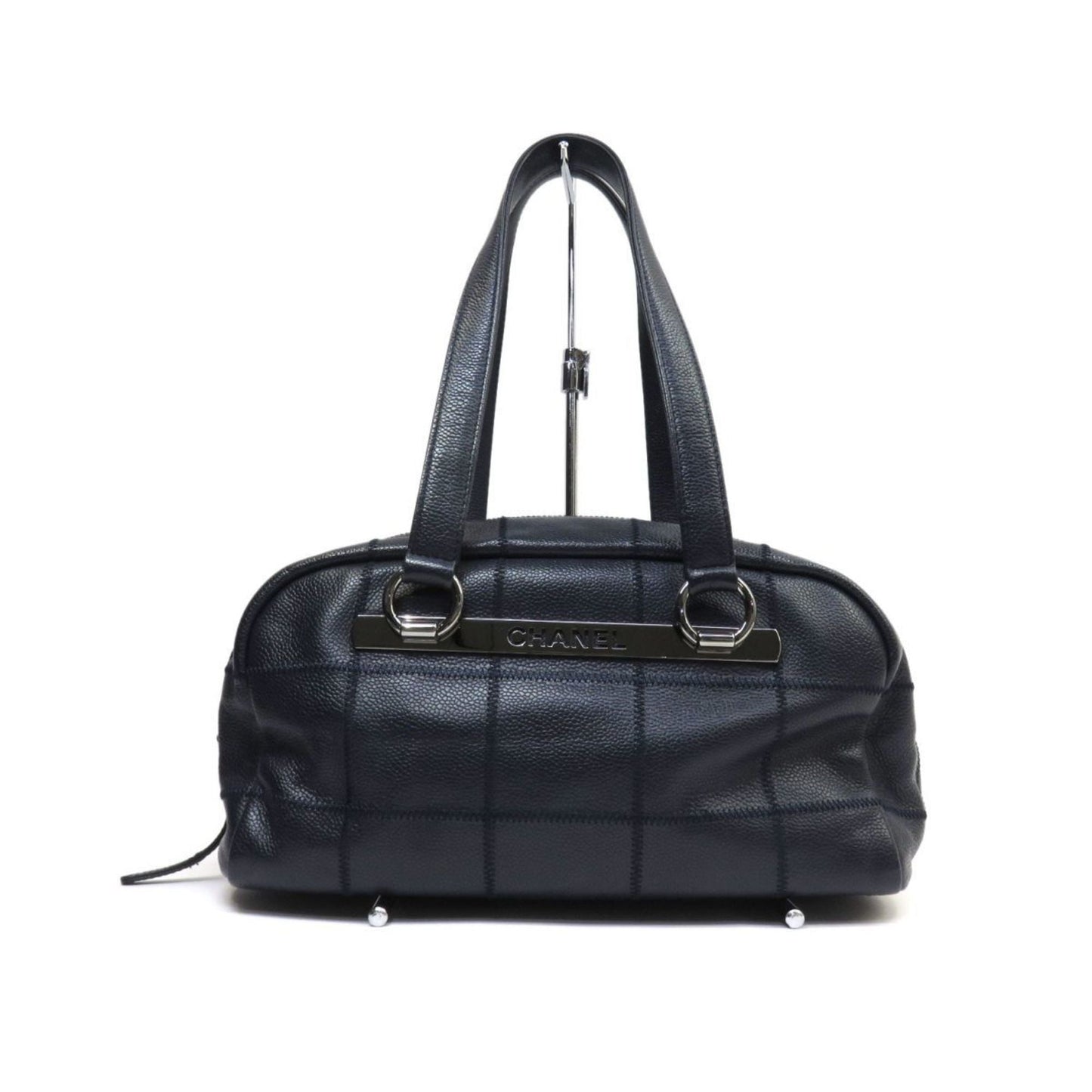 CHANEL Chocolate Bar Boston Bag Shoulder Caviar Skin