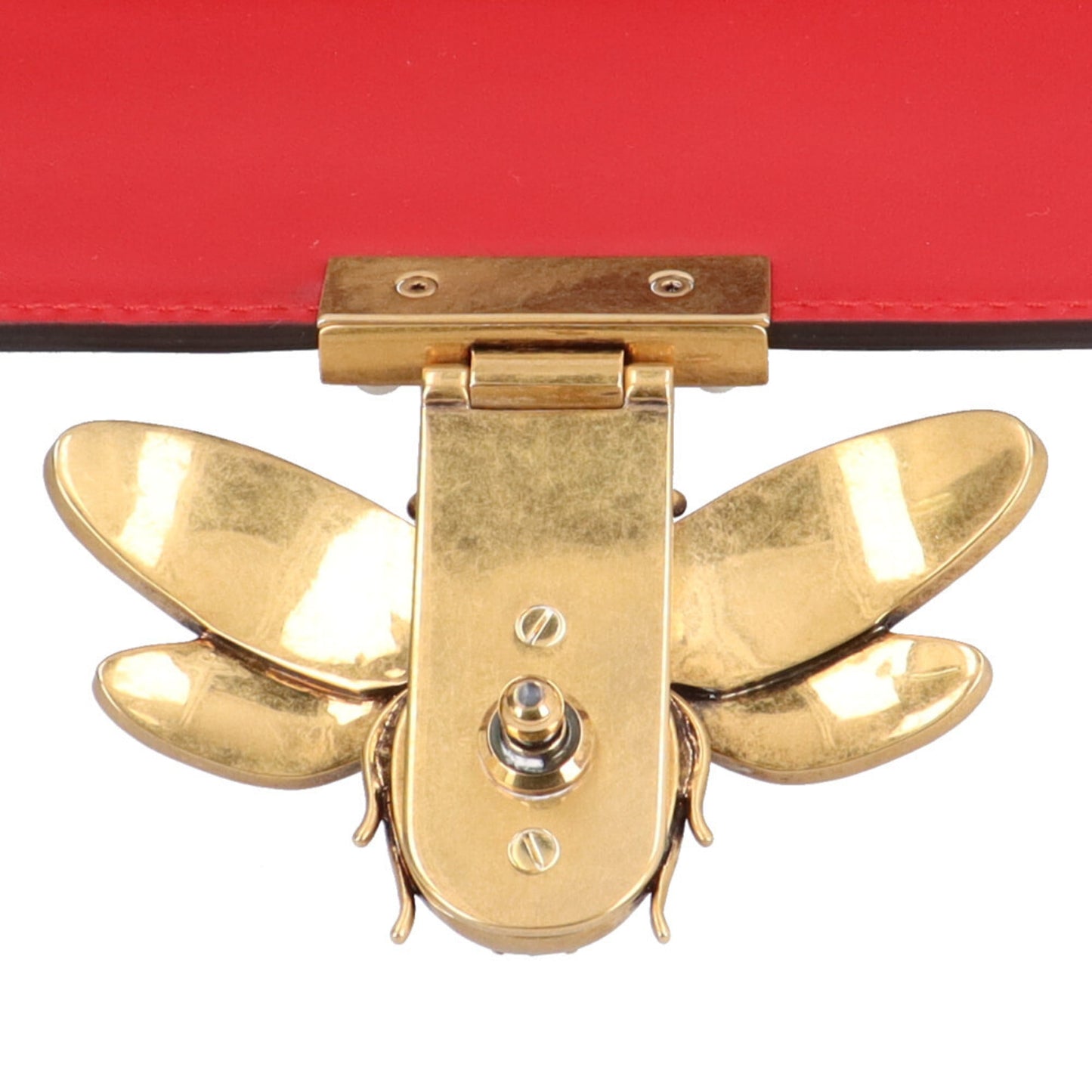 Gucci Navy Red Color White Leather Shoulder Bag ( )