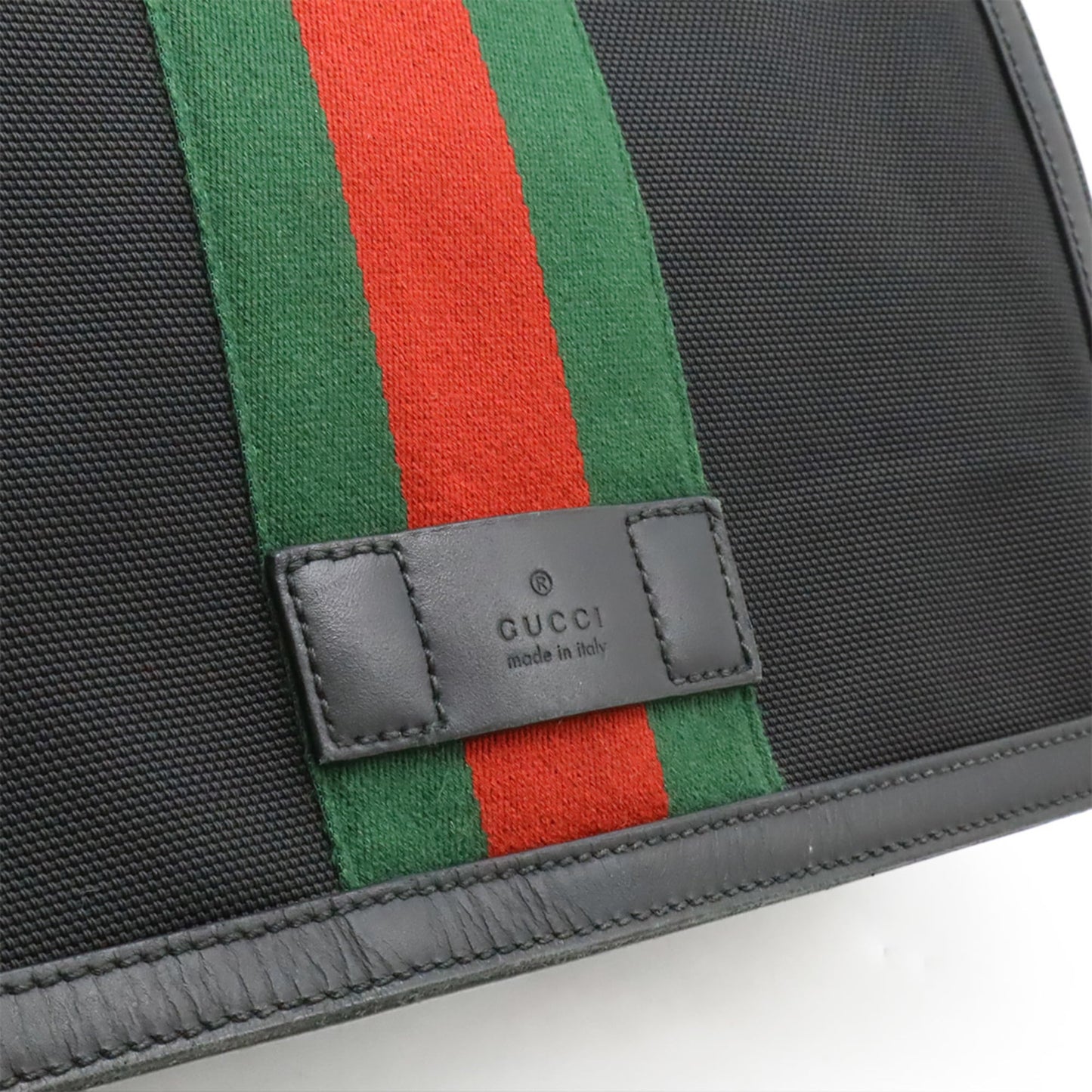 Gucci Sherry Line Black Green Red Color Nylon Canvas Shoulder Bag ( )