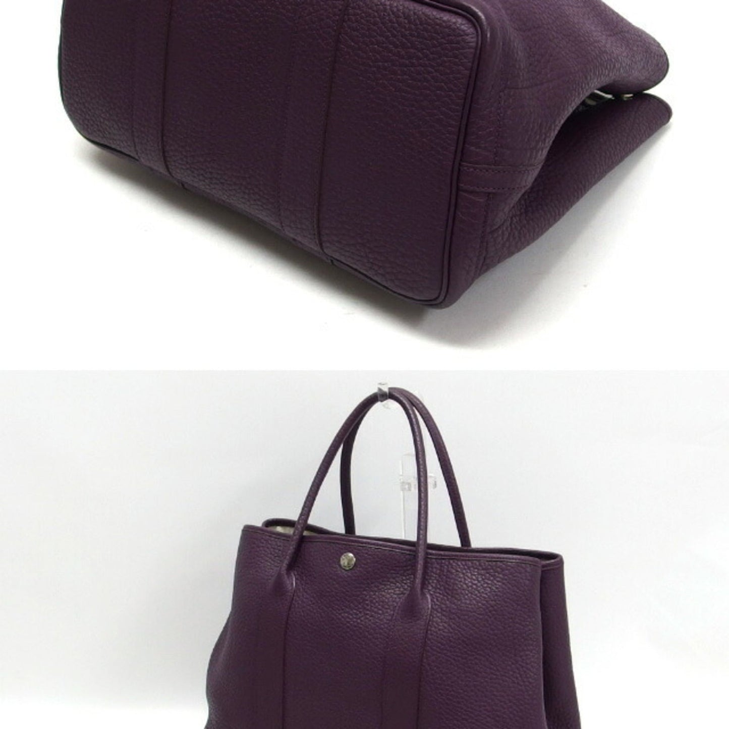 Hermes Purple Negonda Leather Handbag Tote Bag ( )