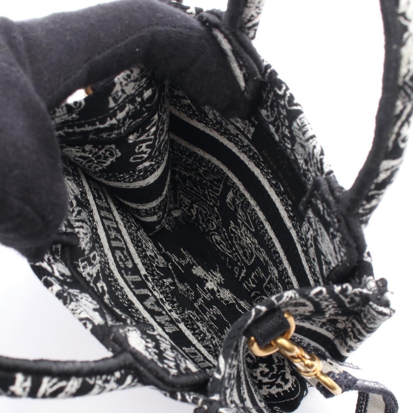 Christian Dior Black White Canvas Handbag Tote Bag ()