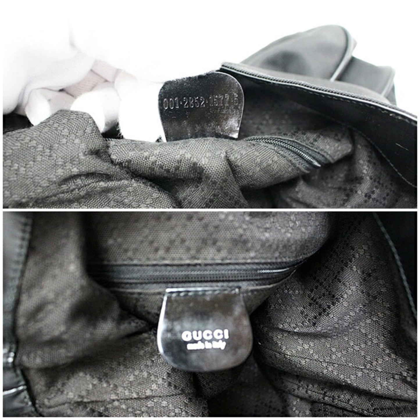 Gucci Black Dark Brown Nylon Handbag Shoulder Bag ( )