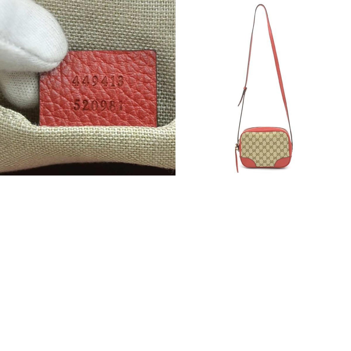Gucci Brown Red Color Gg Canvas Leather Shoulder Bag ( )