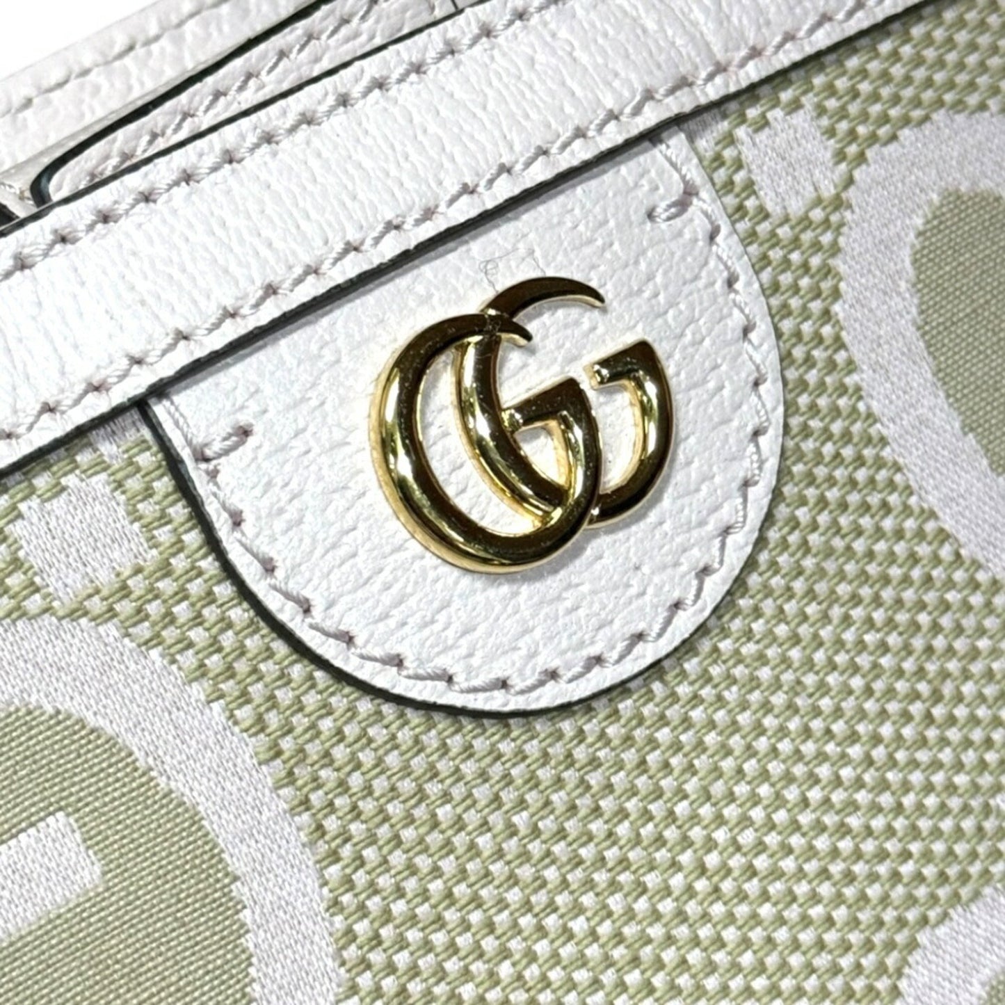 Gucci Beige Pink Canvas Leather Tote Bag ( )