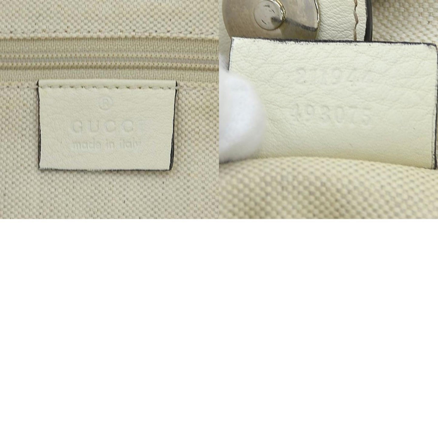 Gucci Ivory Leather Nylon Handbag ( )