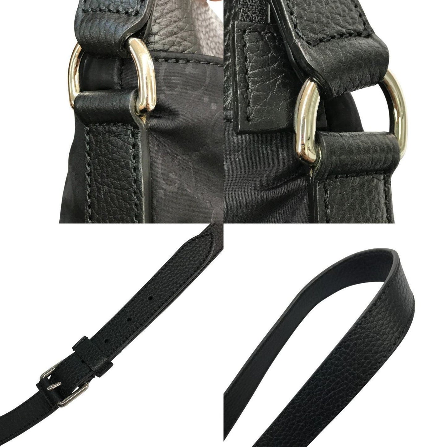 Gucci Black Nylon Leather Shoulder Bag ( )
