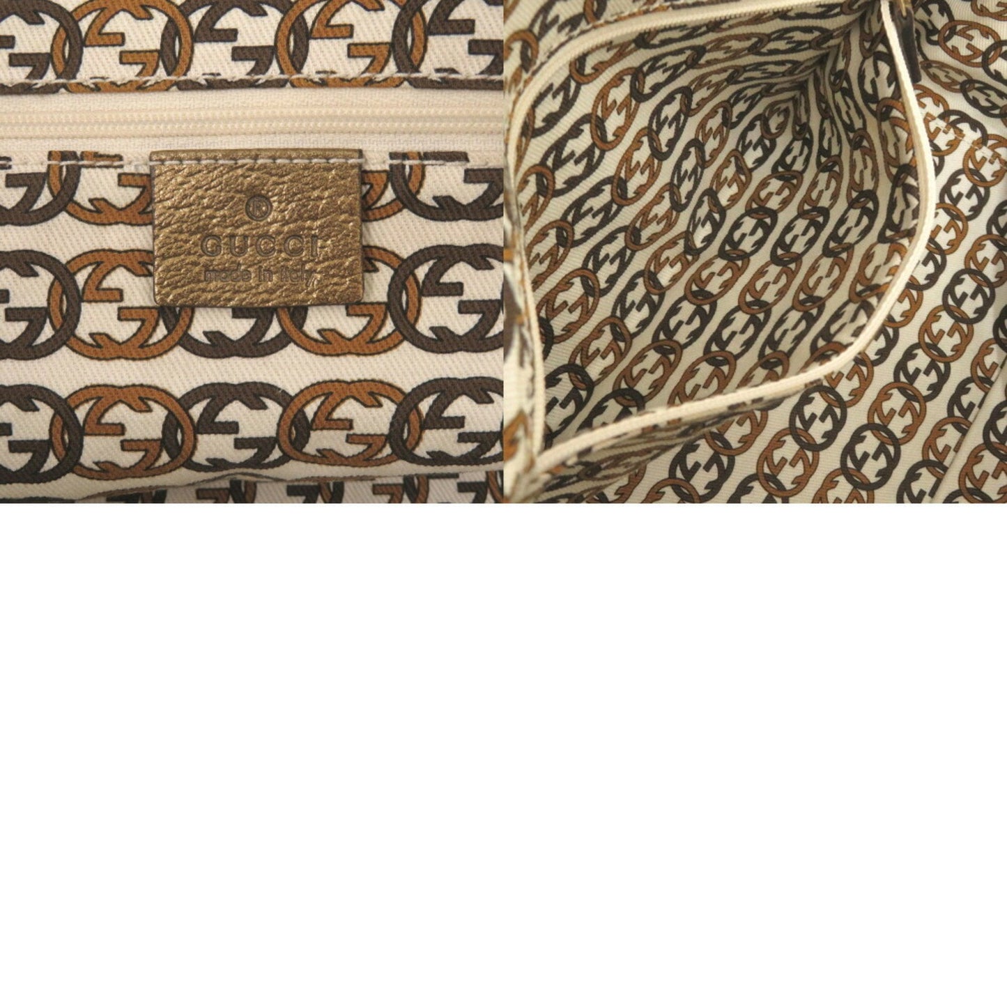 Gucci Beige Gold Gg Canvas Boston Bag Handbag ( )