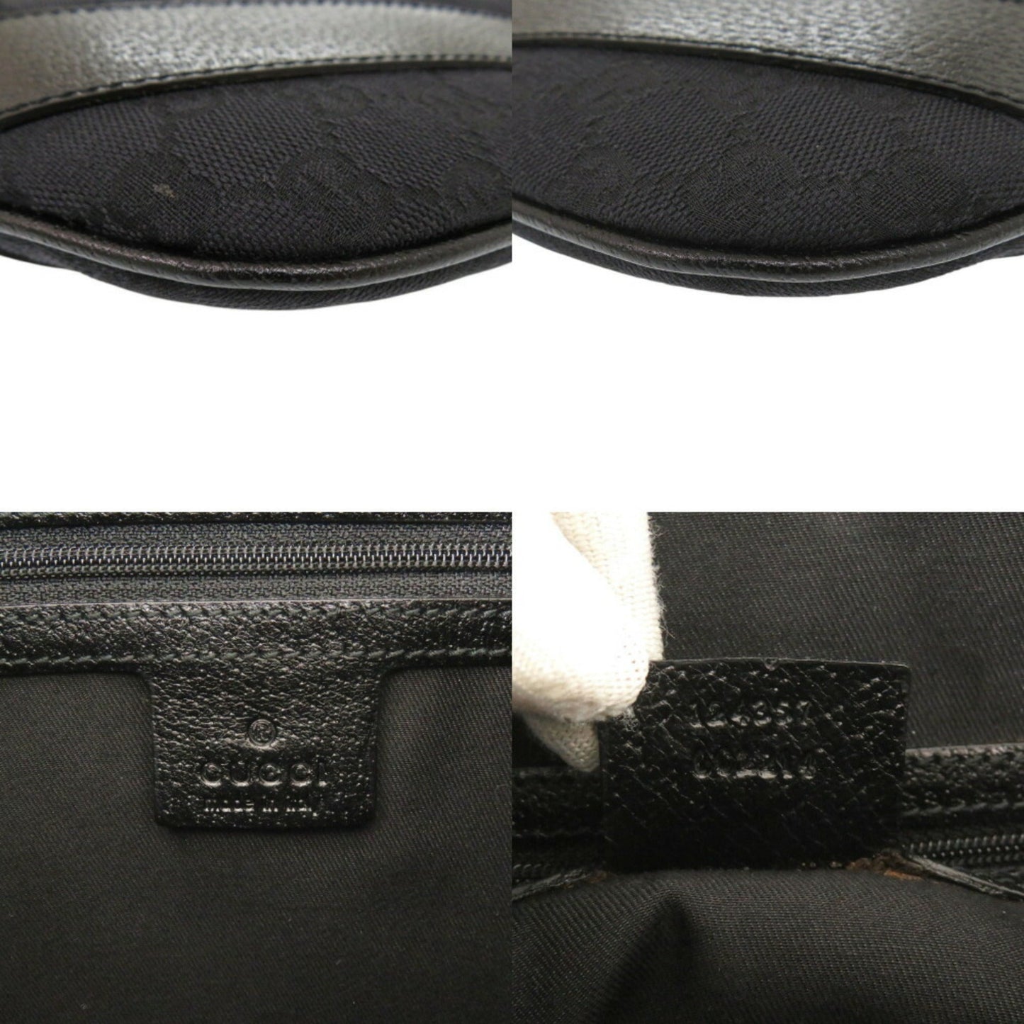 Gucci Black Gg Canvas Leather Handbag Shoulder Bag ( )