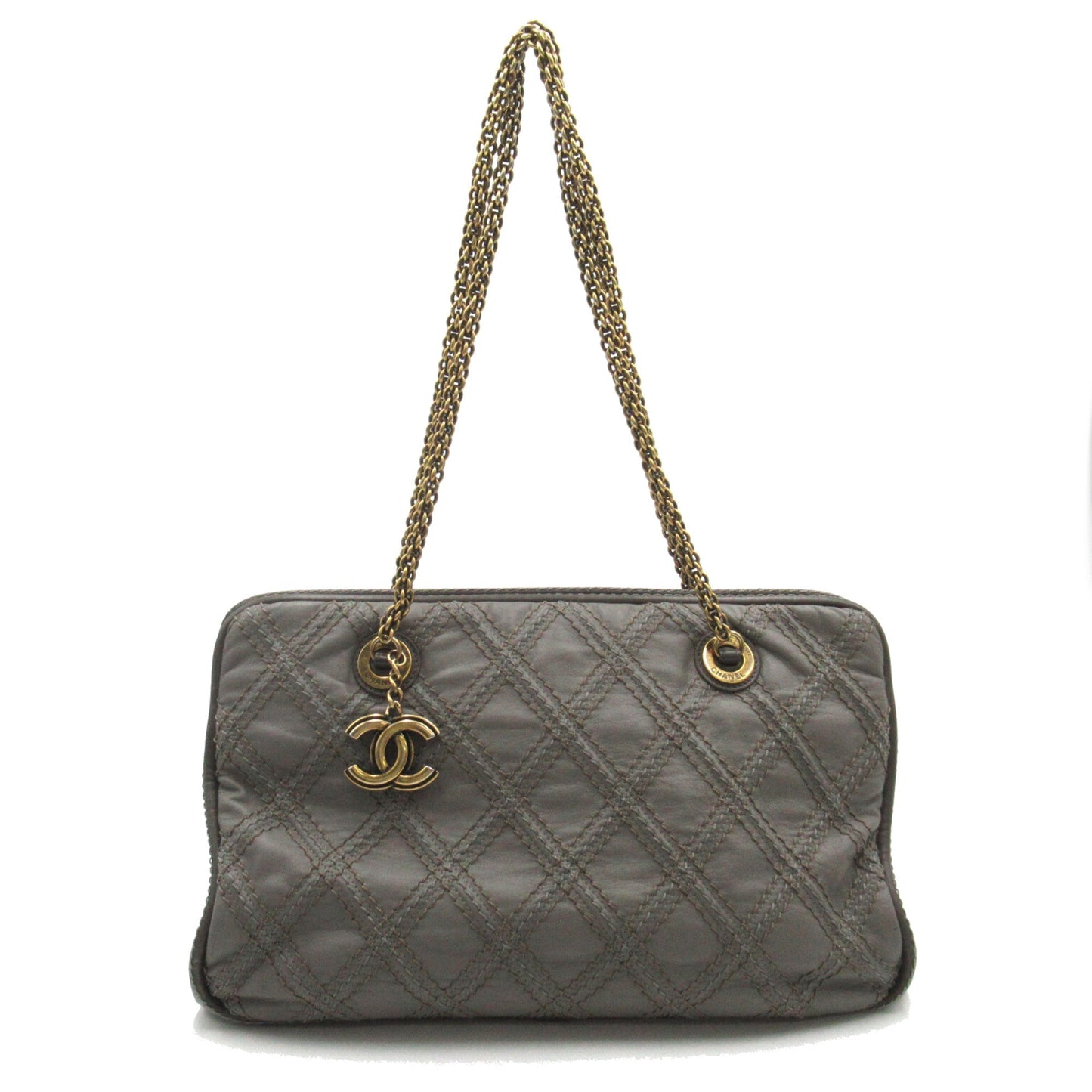 CHANEL ChainShoulder Gray leather