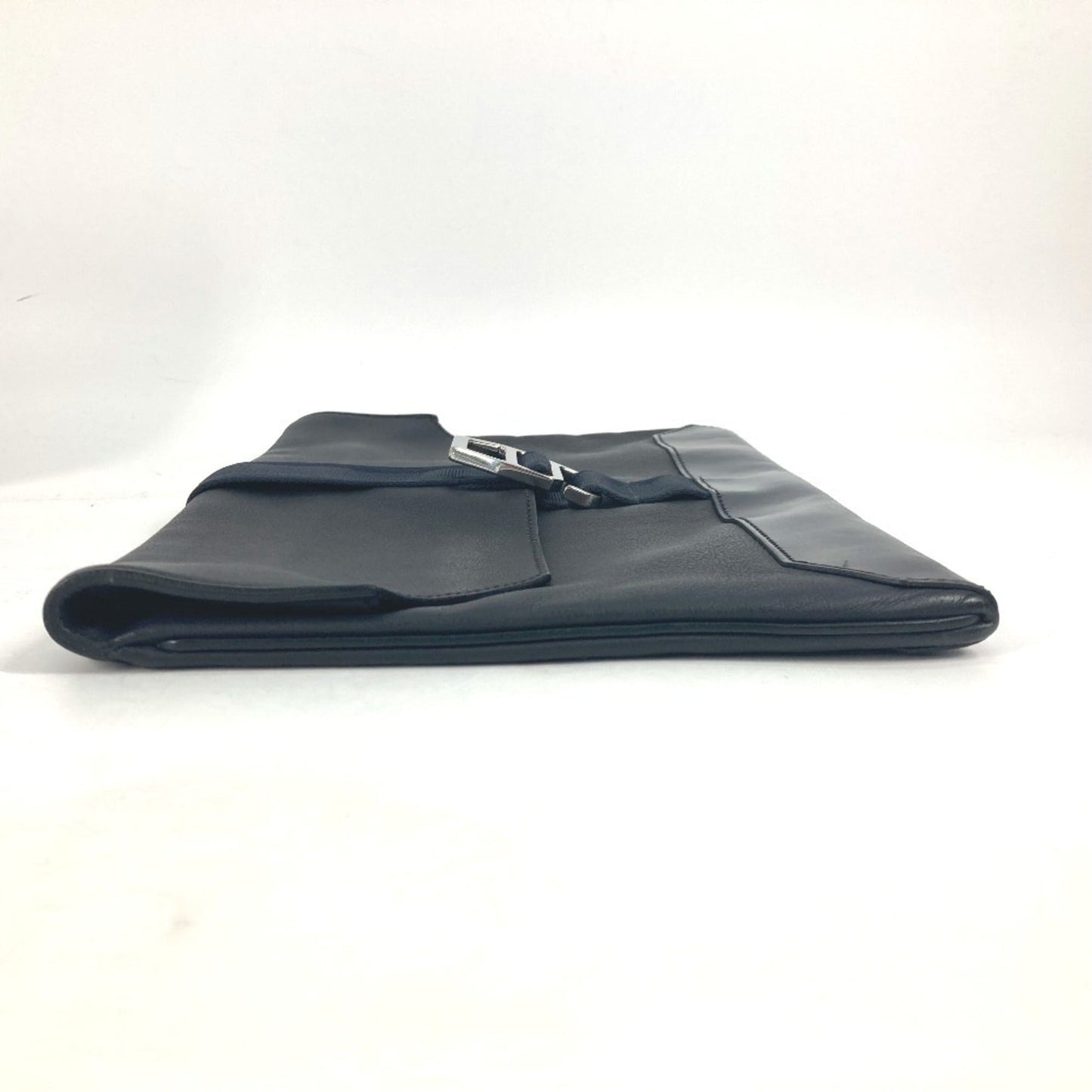 Hermes Navy Leather Clutch Bag Pouch ( )