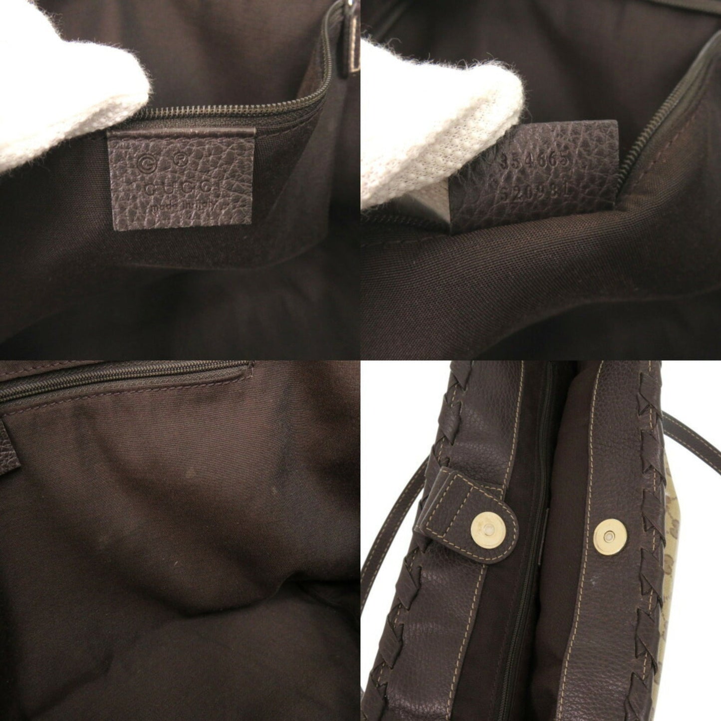 Gucci Beige Gg Crystal Leather Tote Bag ( )