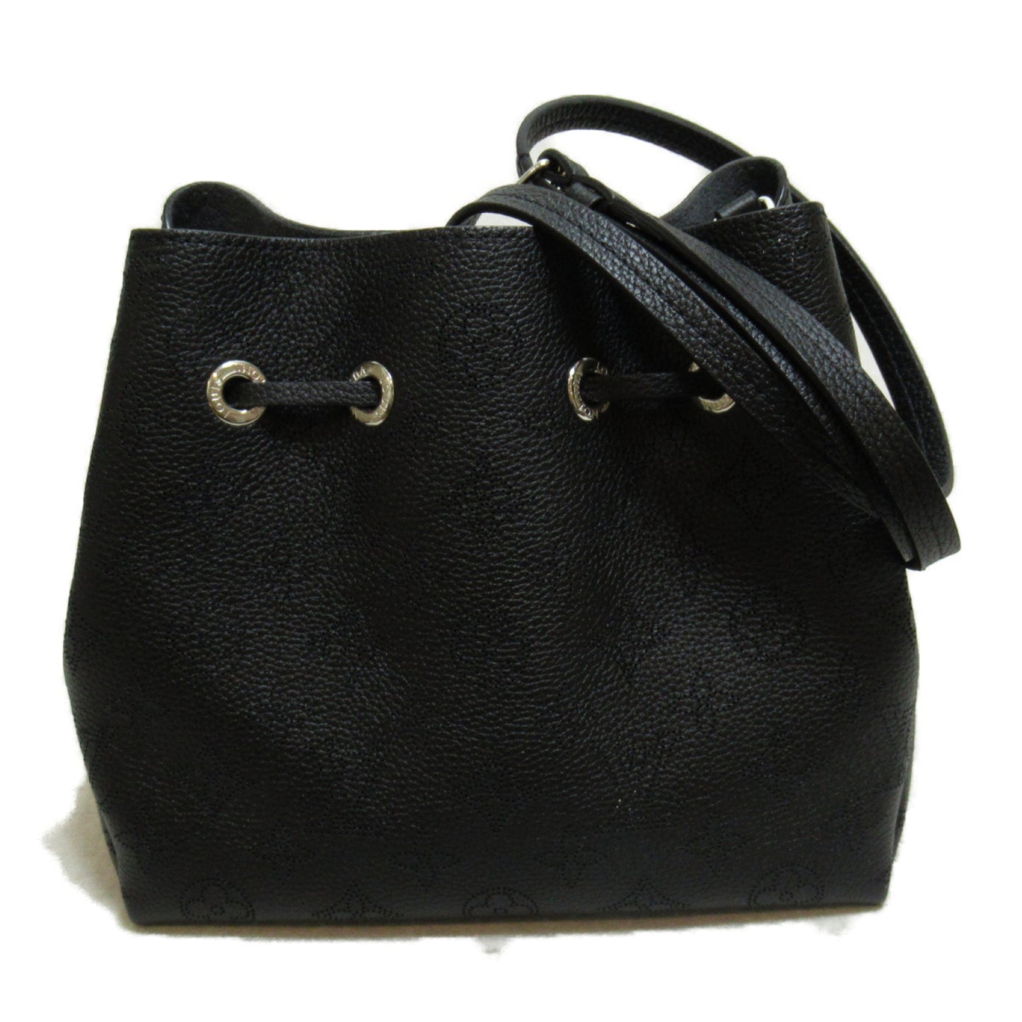 LOUIS VUITTON Bella Shoulder Bag Black Black Mahina leather