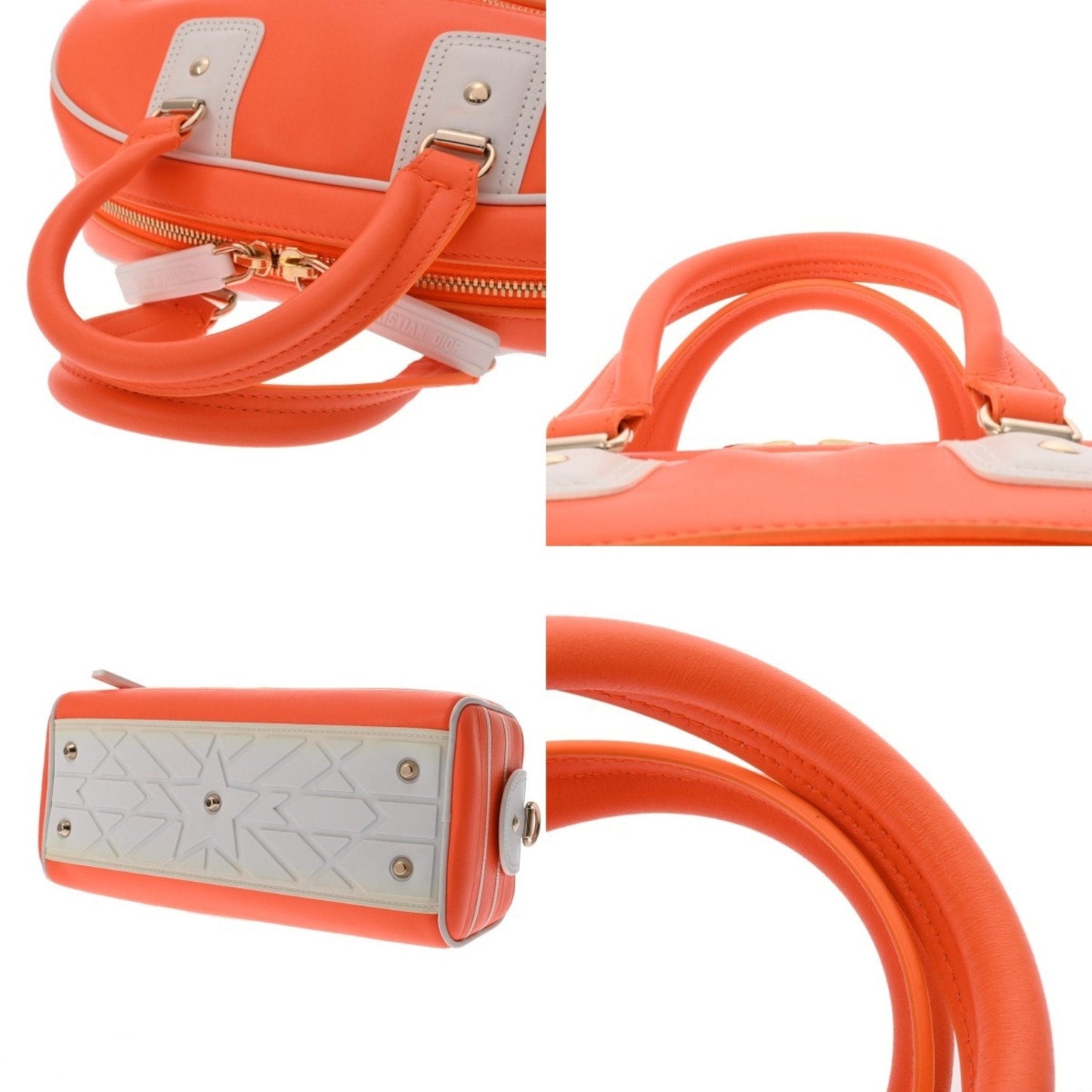 Christian Dior Orange White Leather Handbag ()