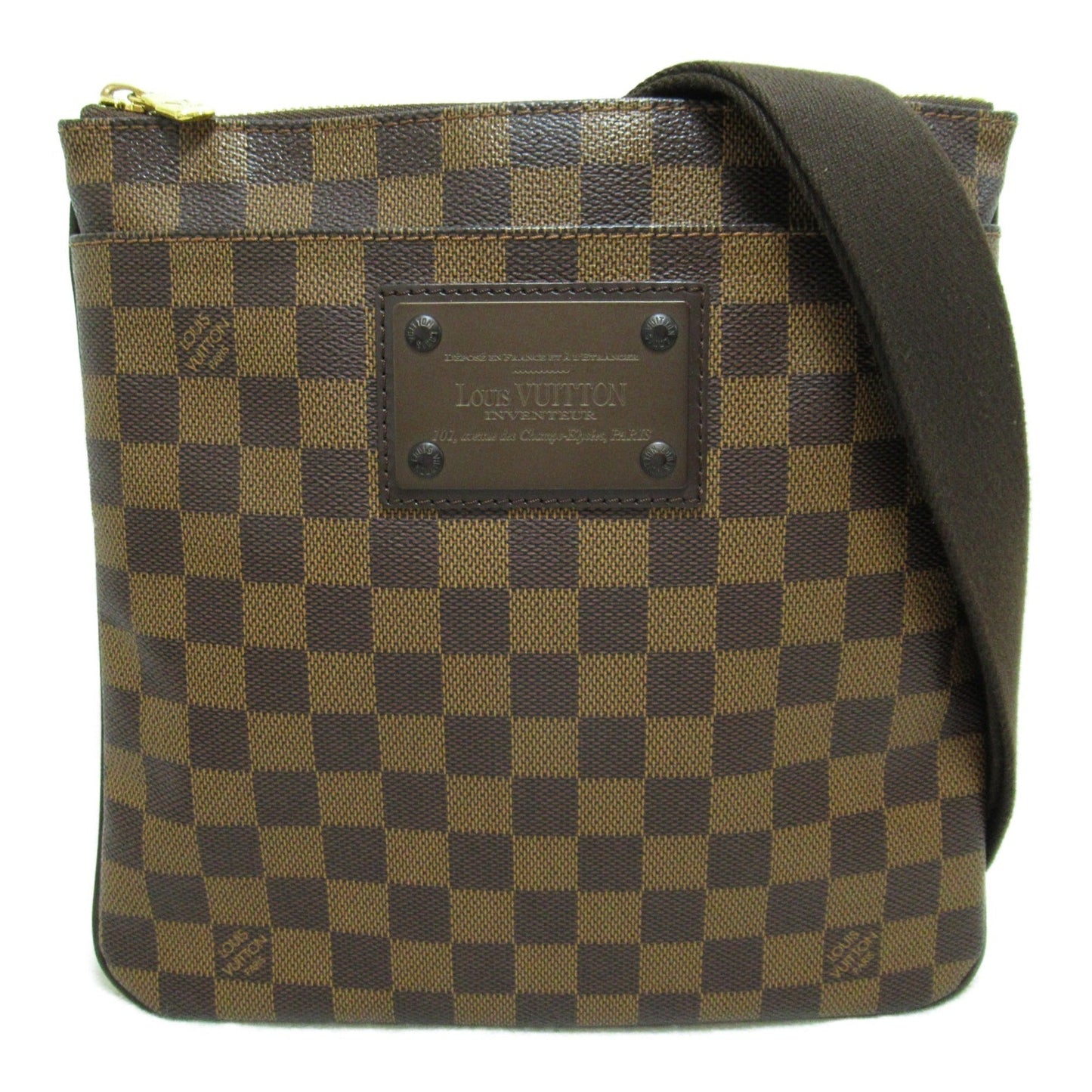 LOUIS VUITTON Pochette Platt Brooklyn Brown Ebene Damier PVC coated canvas Clutch
