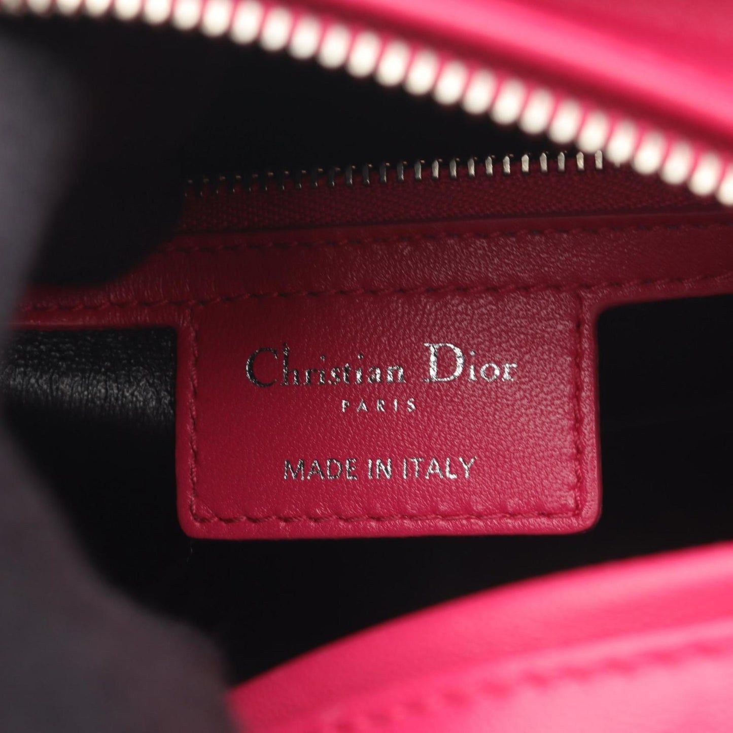 Christian Dior Lady Dior Black Pink Leather Handbag ()