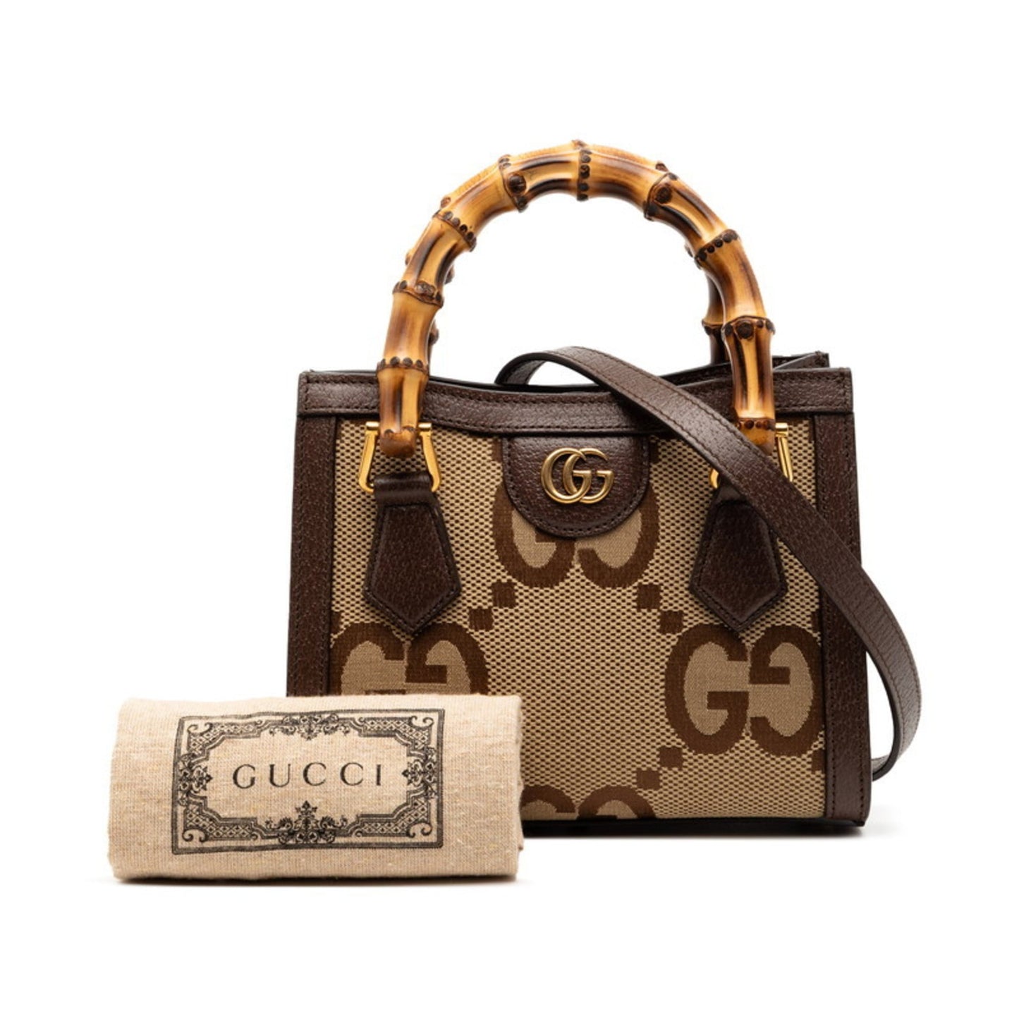 Gucci Brown Canvas Leather Handbag Shoulder Bag ( )