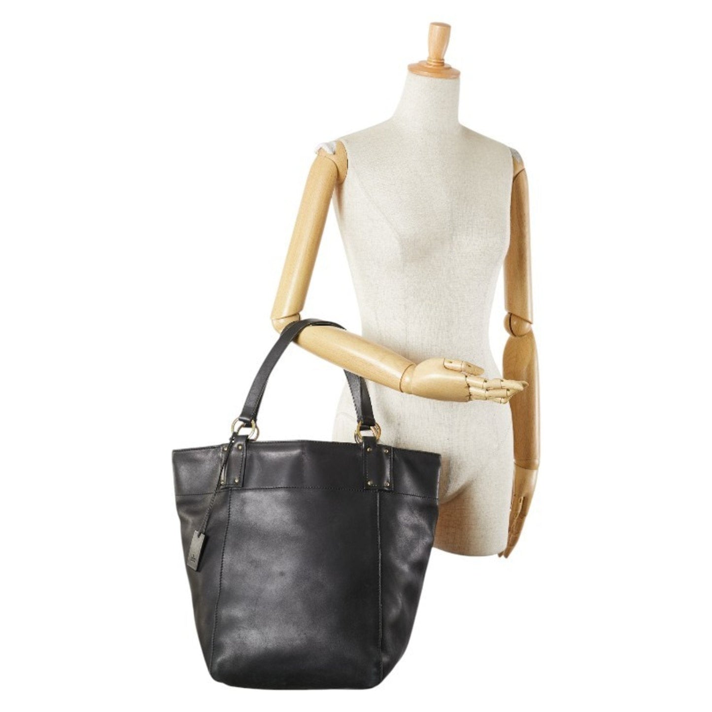 Gucci Black Leather Handbag Tote Bag ( )