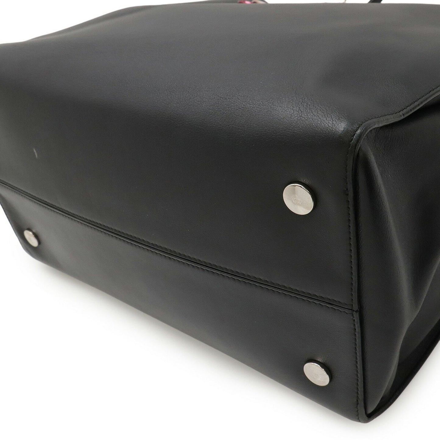 Christian Dior Black Pink Leather Tote Bag ()