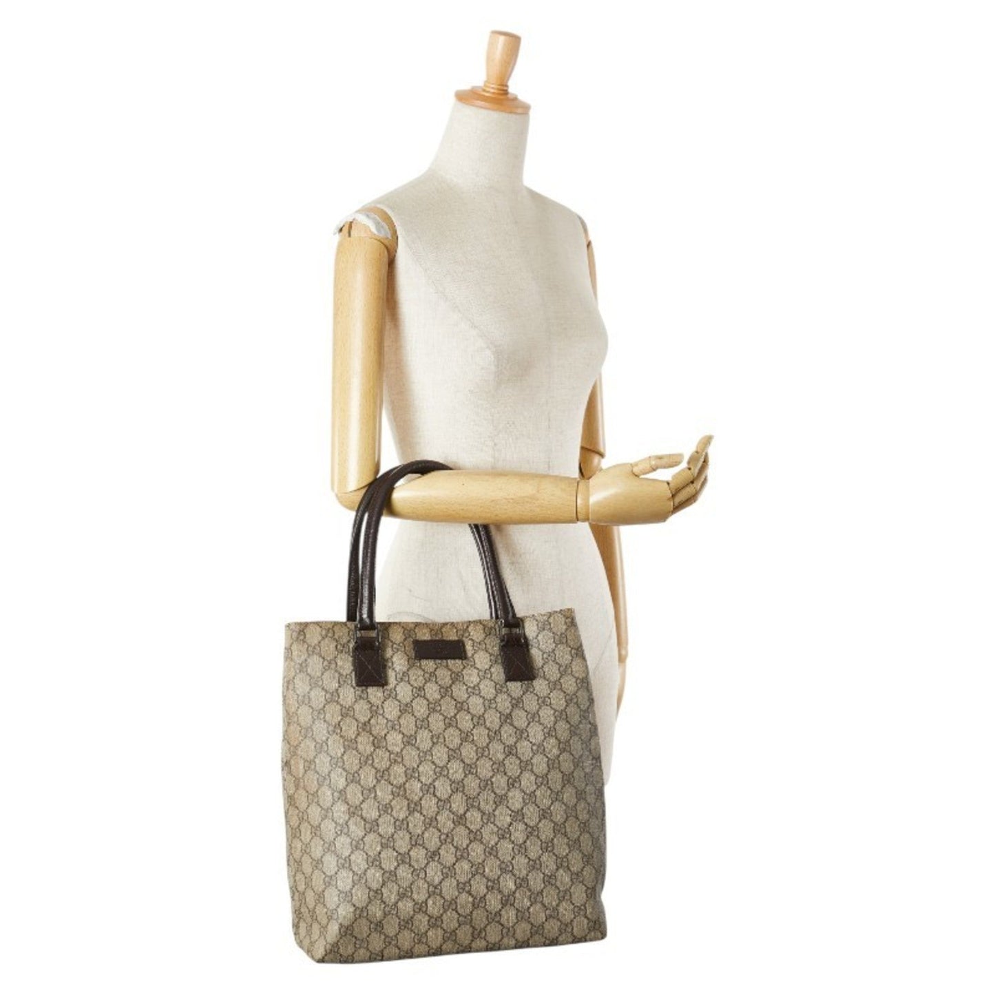 Gucci Beige Brown Pvc Leather Tote Bag ( )