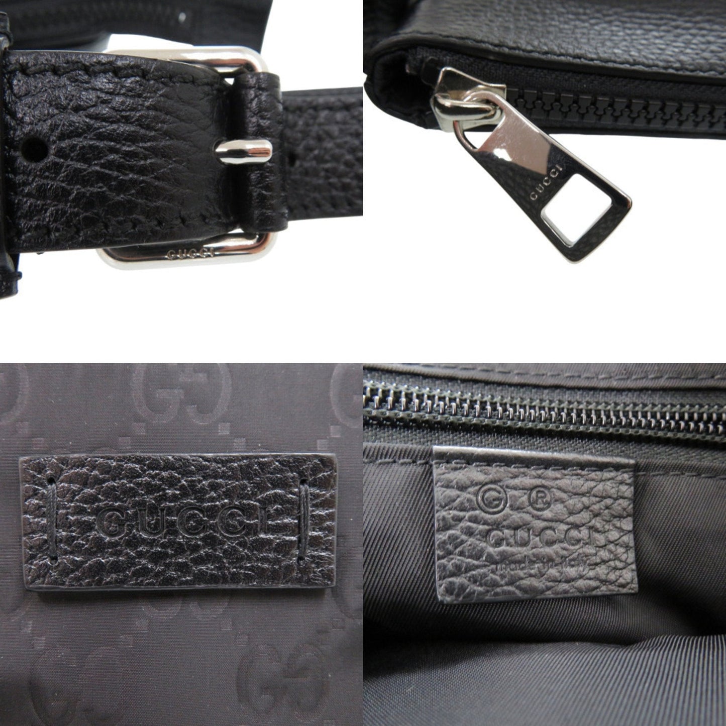 Gucci Black Leather Nylon Shoulder Bag ( )