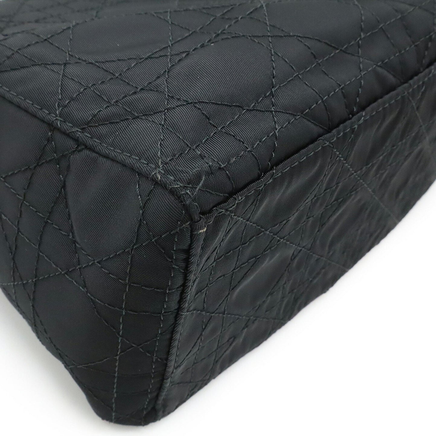 Christian Dior Black Nylon Leather Handbag Tote Bag ()