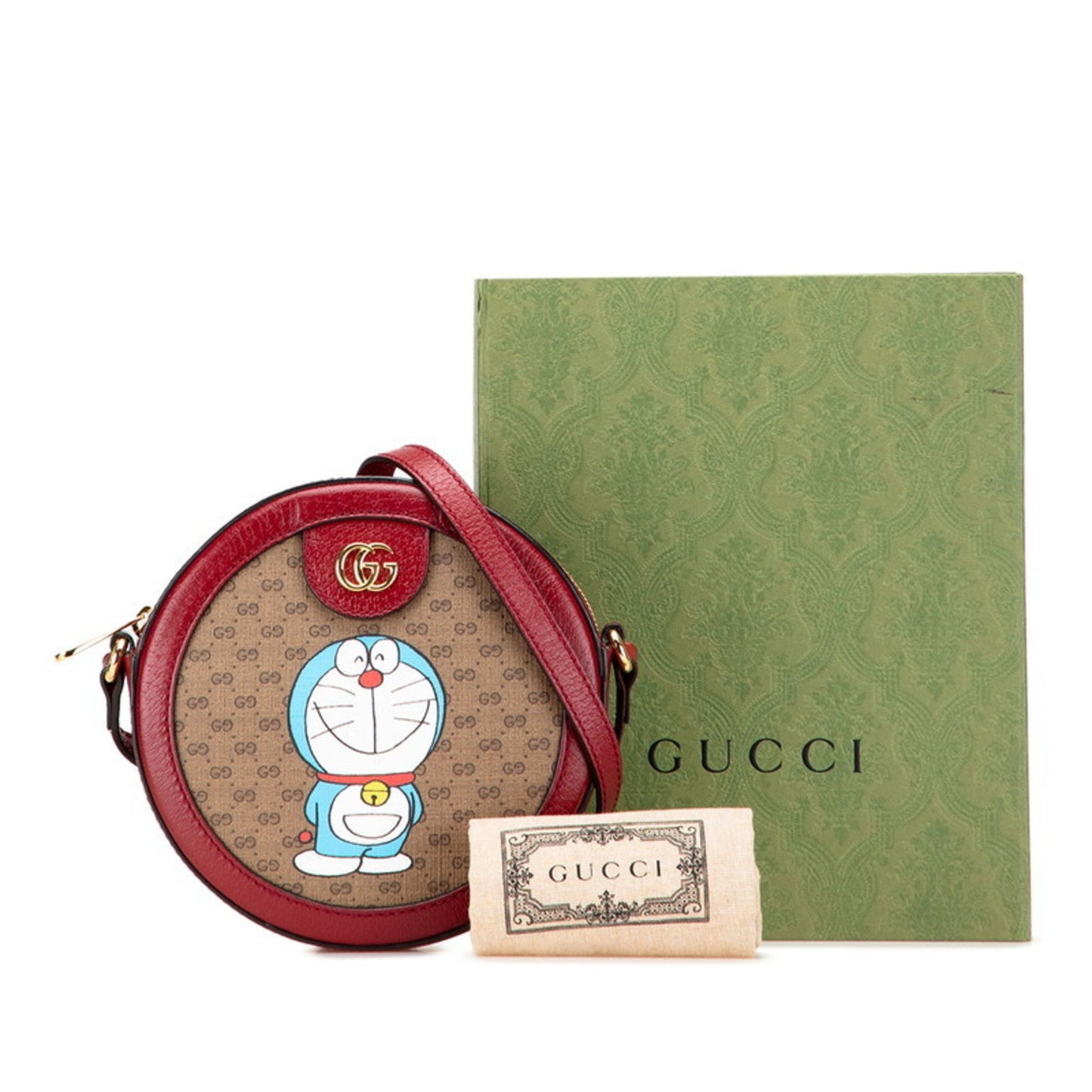 Gucci Brown Red Color Pvc Leather Shoulder Bag ( )
