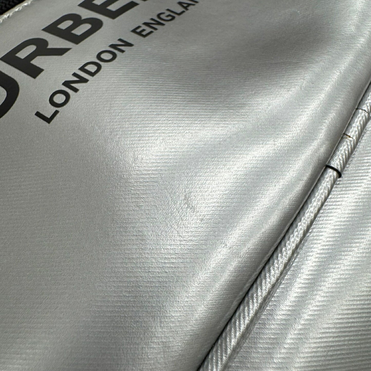 Burberry Metallic Silver Canvas Leather Shoulder Bag Sling Bag ( )