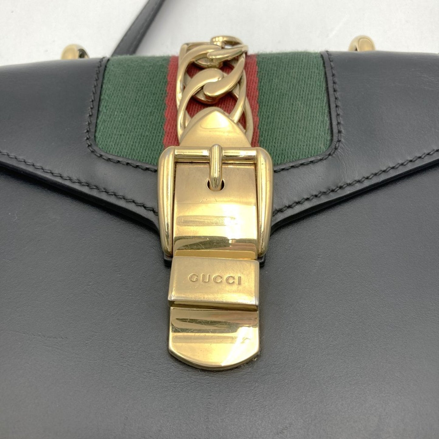 Gucci Sherry Line Black Leather Shoulder Bag ( )