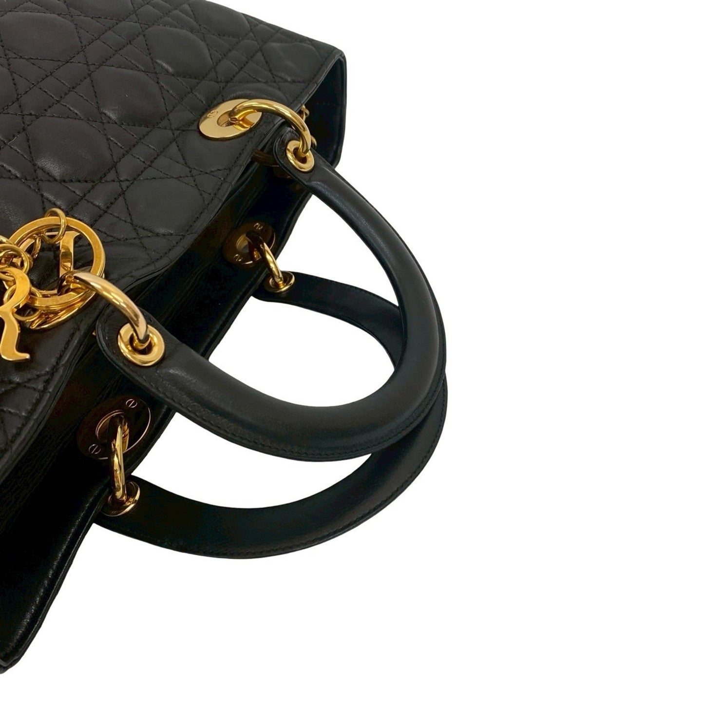 Christian Dior Black Leather Handbag Tote Bag ()