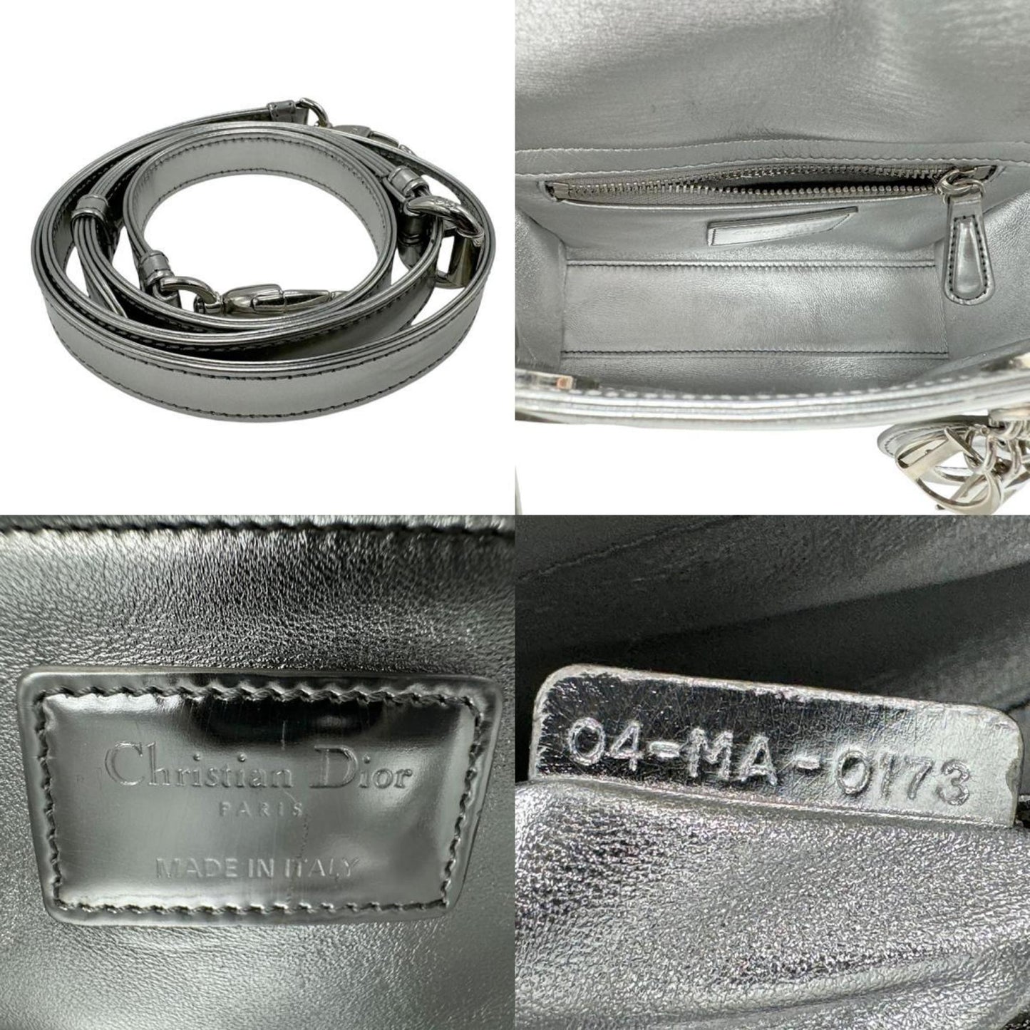 Christian Dior Silver Leather Handbag Shoulder Bag ()