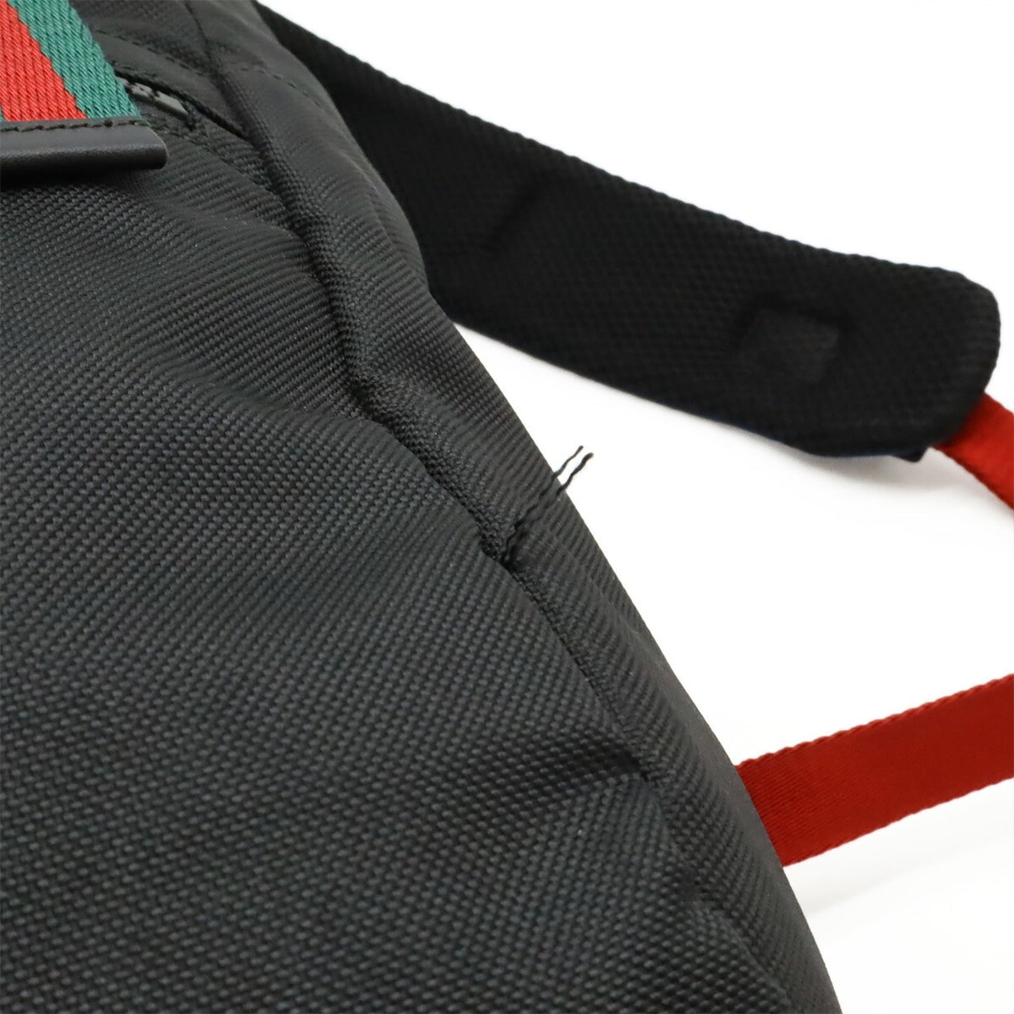 Gucci Black Green Navy Red Color Canvas Leather Backpack ( )